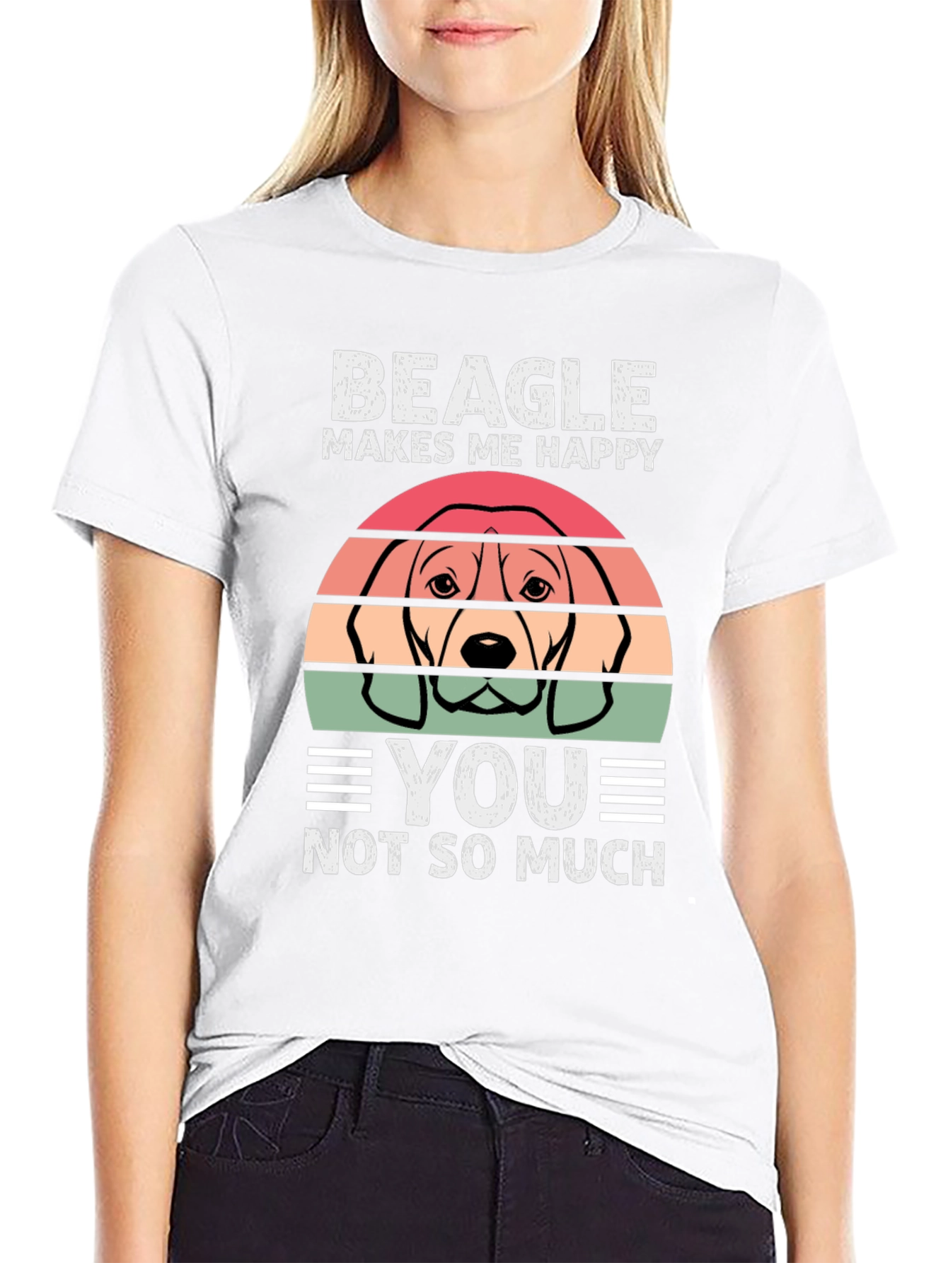 Beagle Makes Me Happy Graphic T-Shirt