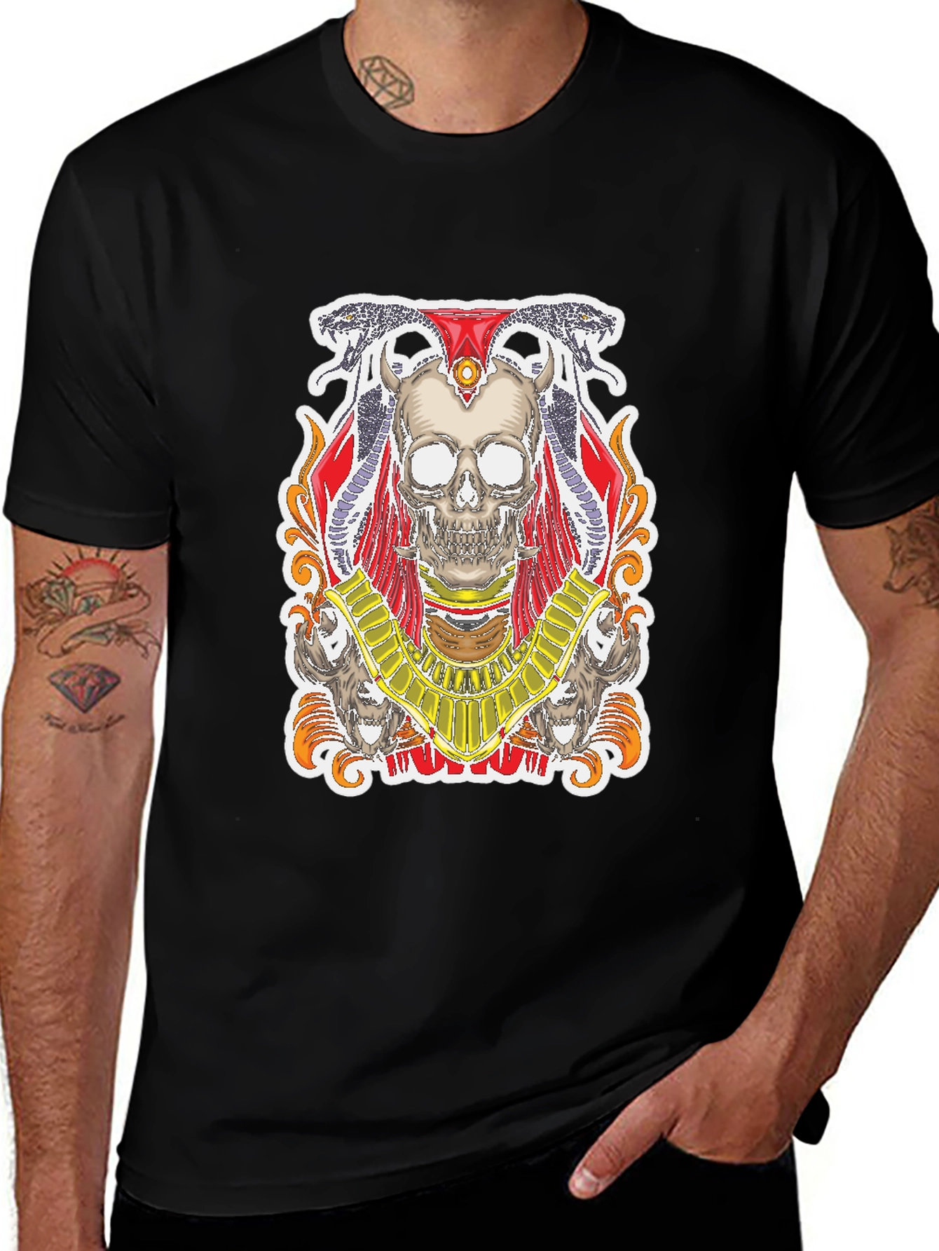 Skull Pharaoh Graphic Tee - Mens Black T-Shirt