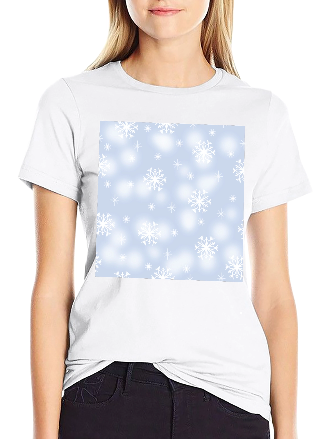 Snowflake Pattern T-Shirt - Winter Holiday Style