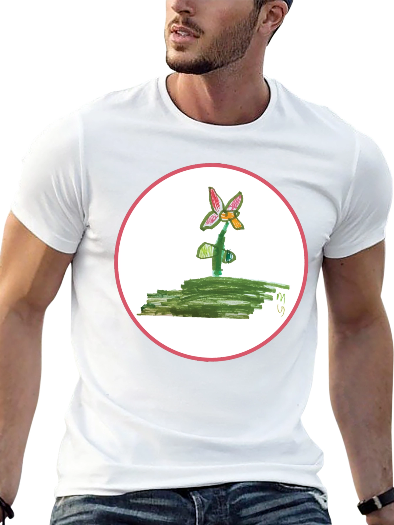 Floral Drawing T-Shirt - Unique Kid Art Design