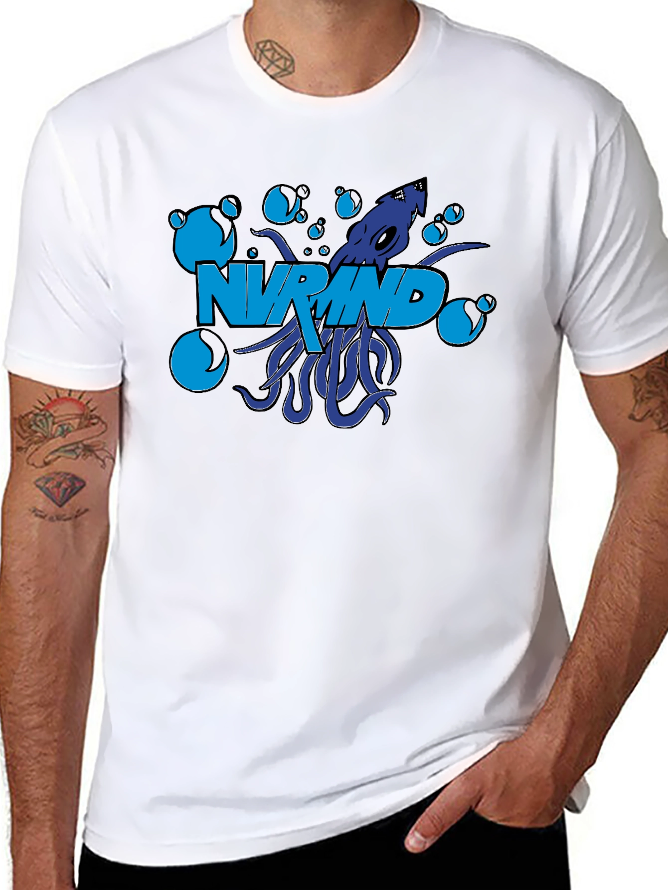 NV Mind Black T-Shirt Squid Graphic Design