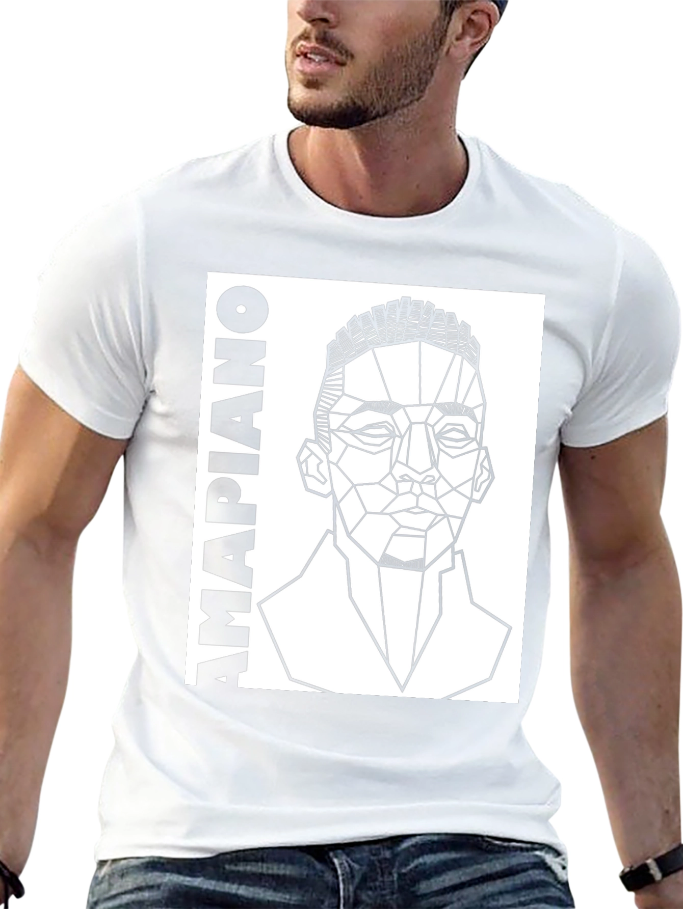 Amapiano Geometric Portrait T-Shirt