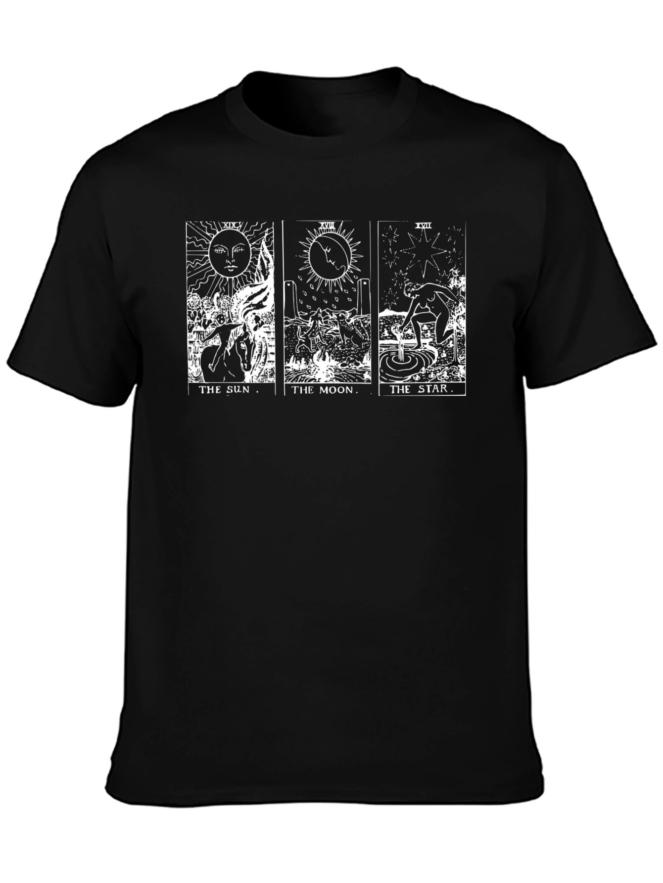 Tarot Card T-Shirt: Sun Moon & Star Design