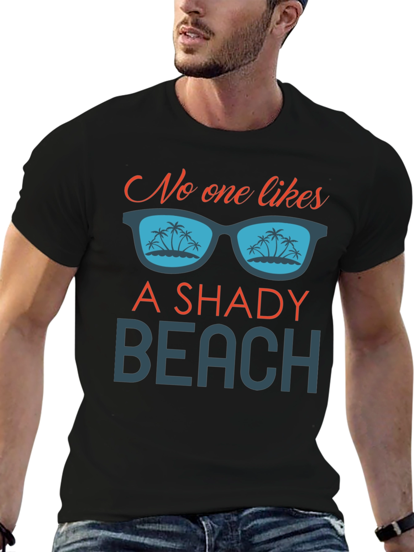 Shady Beach Graphic Tee - Mens Black T-Shirt