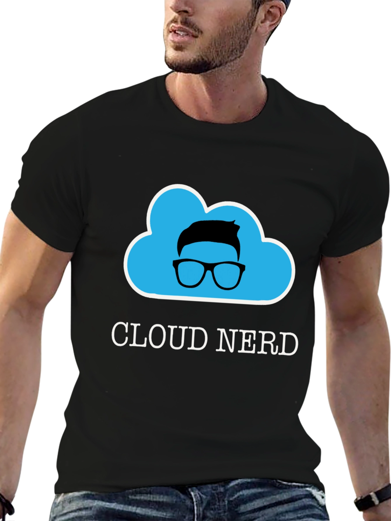 Cloud Nerd Graphic Tee - Black Cotton T-Shirt
