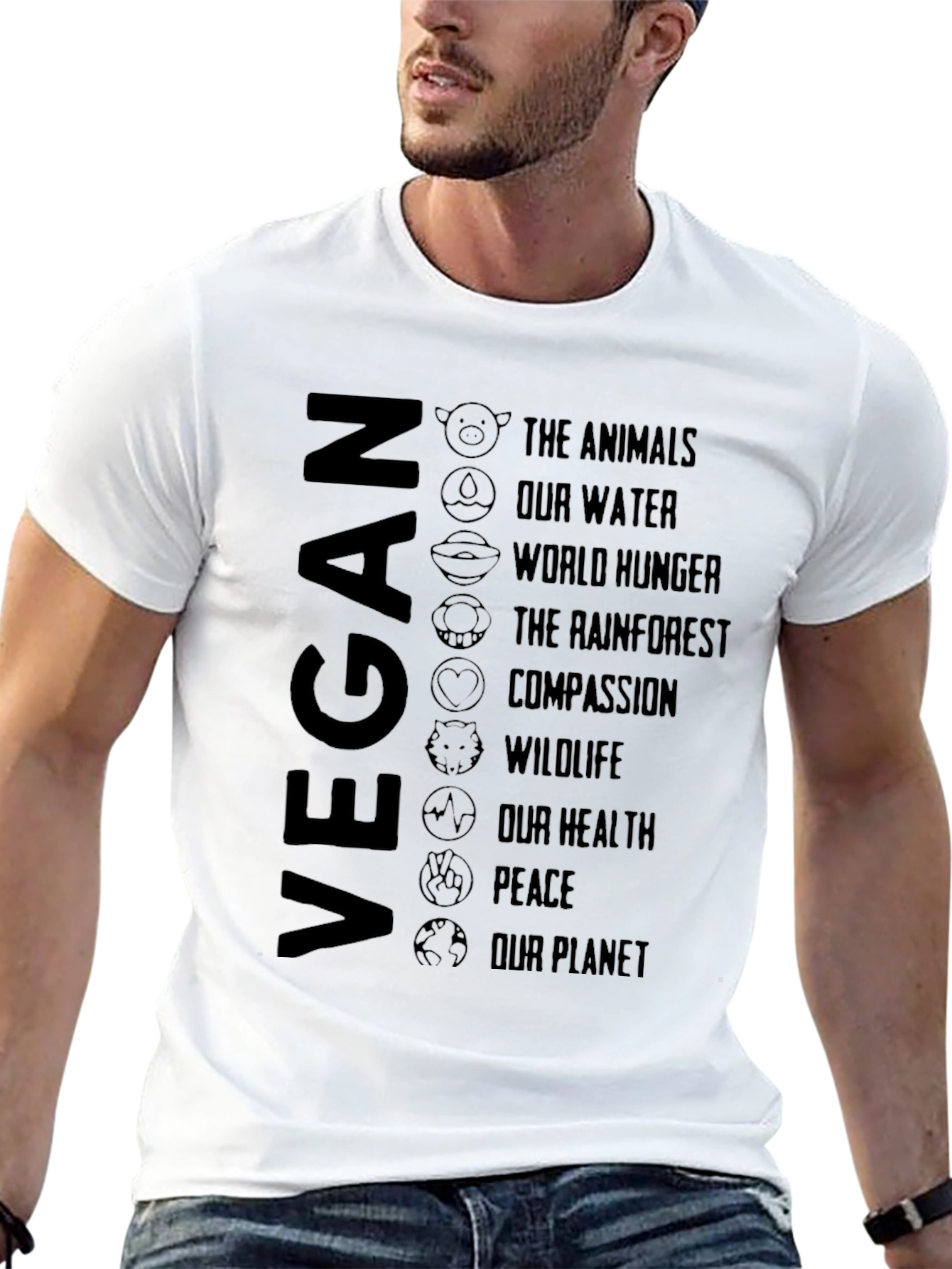 Vegan Cause T-Shirt - Animals Planet Peace