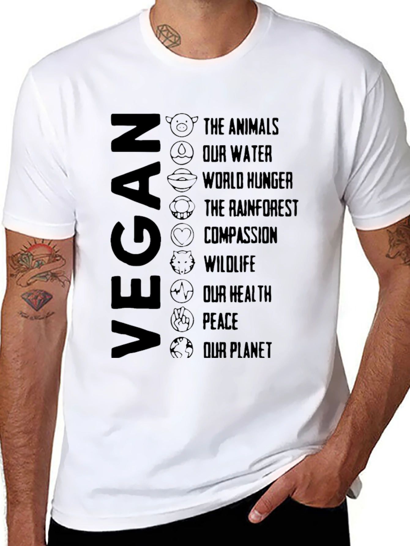 Vegan Cause T-Shirt - Animals Planet Peace