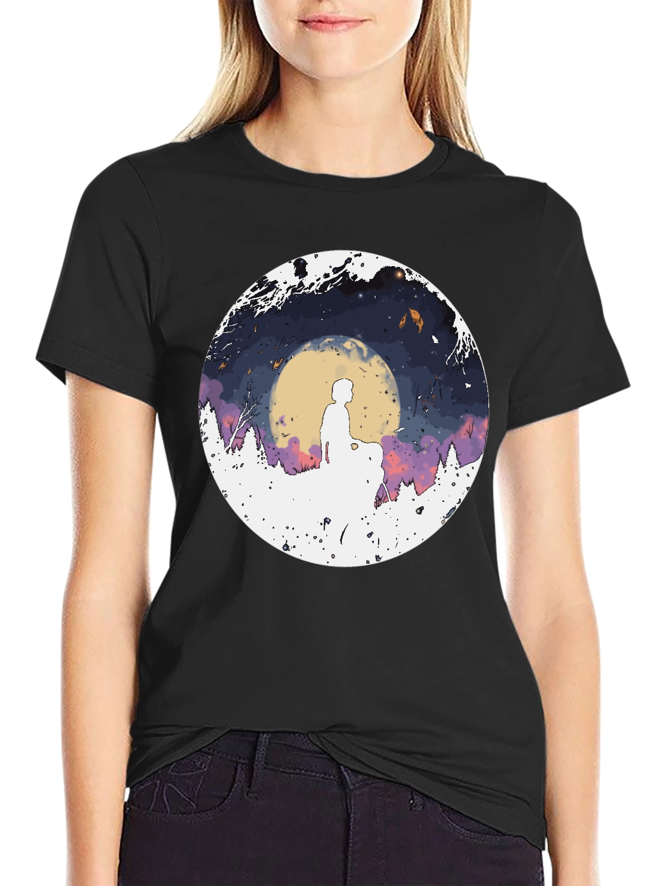 Silhouette Moon Graphic Mens Tee