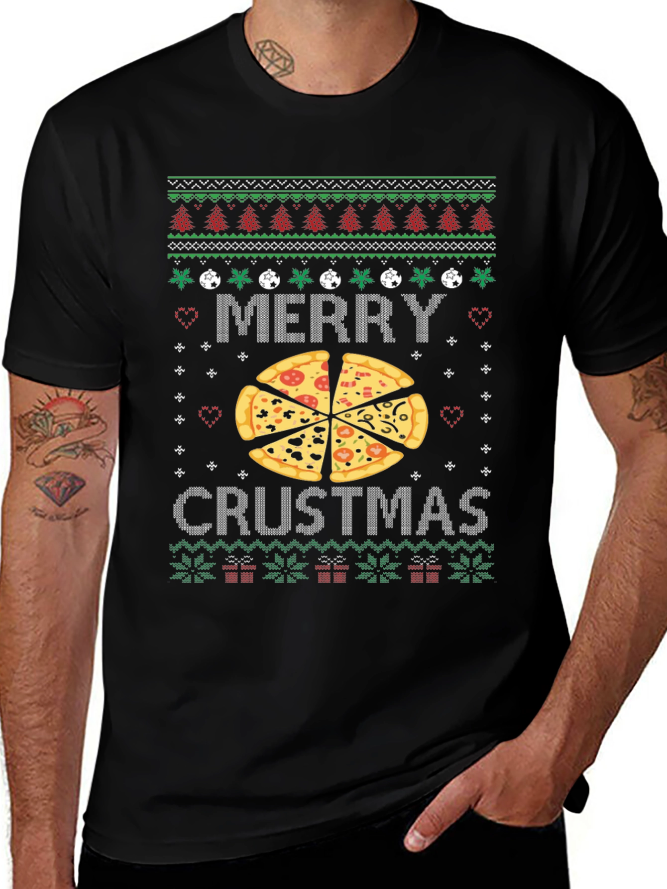 Merry Crustmas Pizza Ugly Christmas Sweater T-Shirt