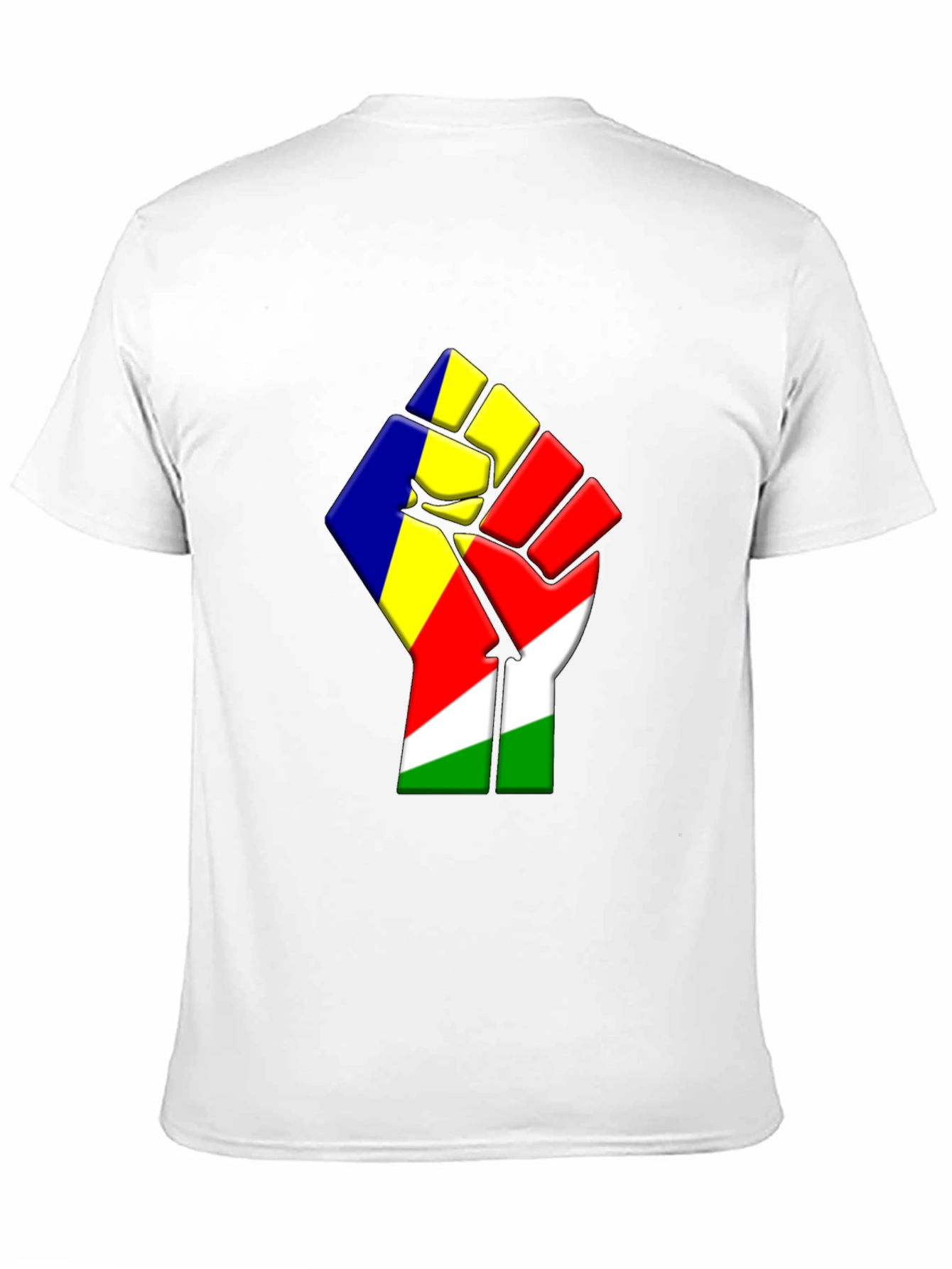 Seychelles Flag Fist Graphic Black T-Shirt