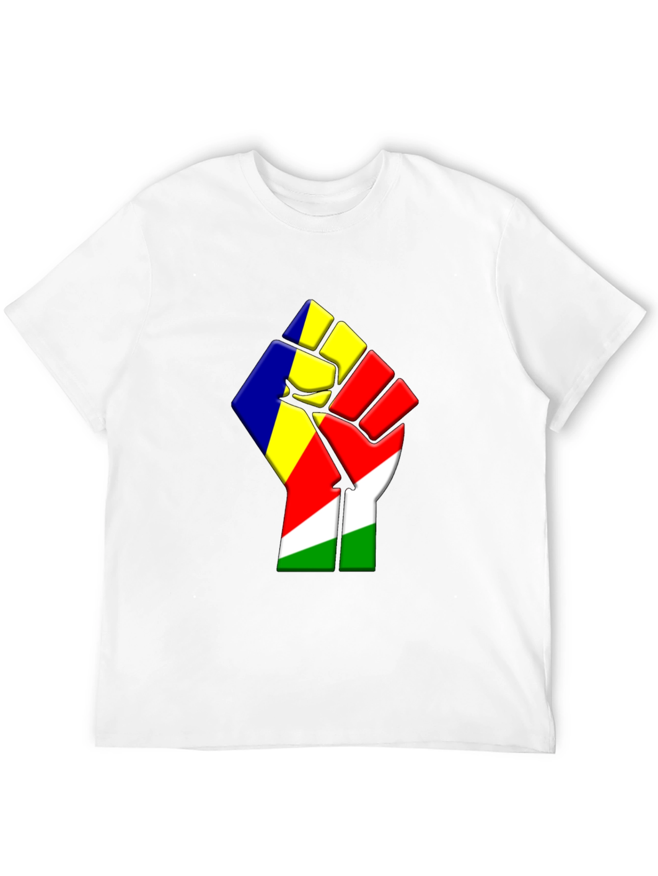 Seychelles Flag Fist Graphic Black T-Shirt