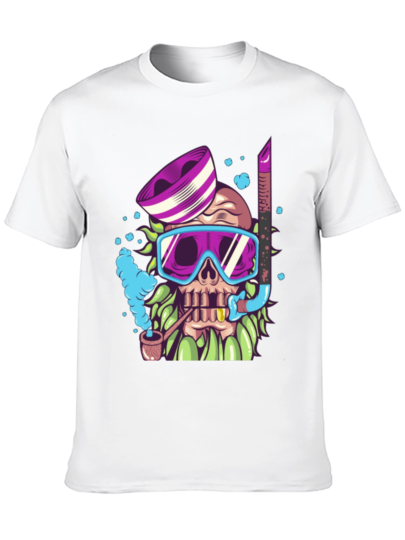 Diver Skull Graphic Tee - Black Cotton T-Shirt