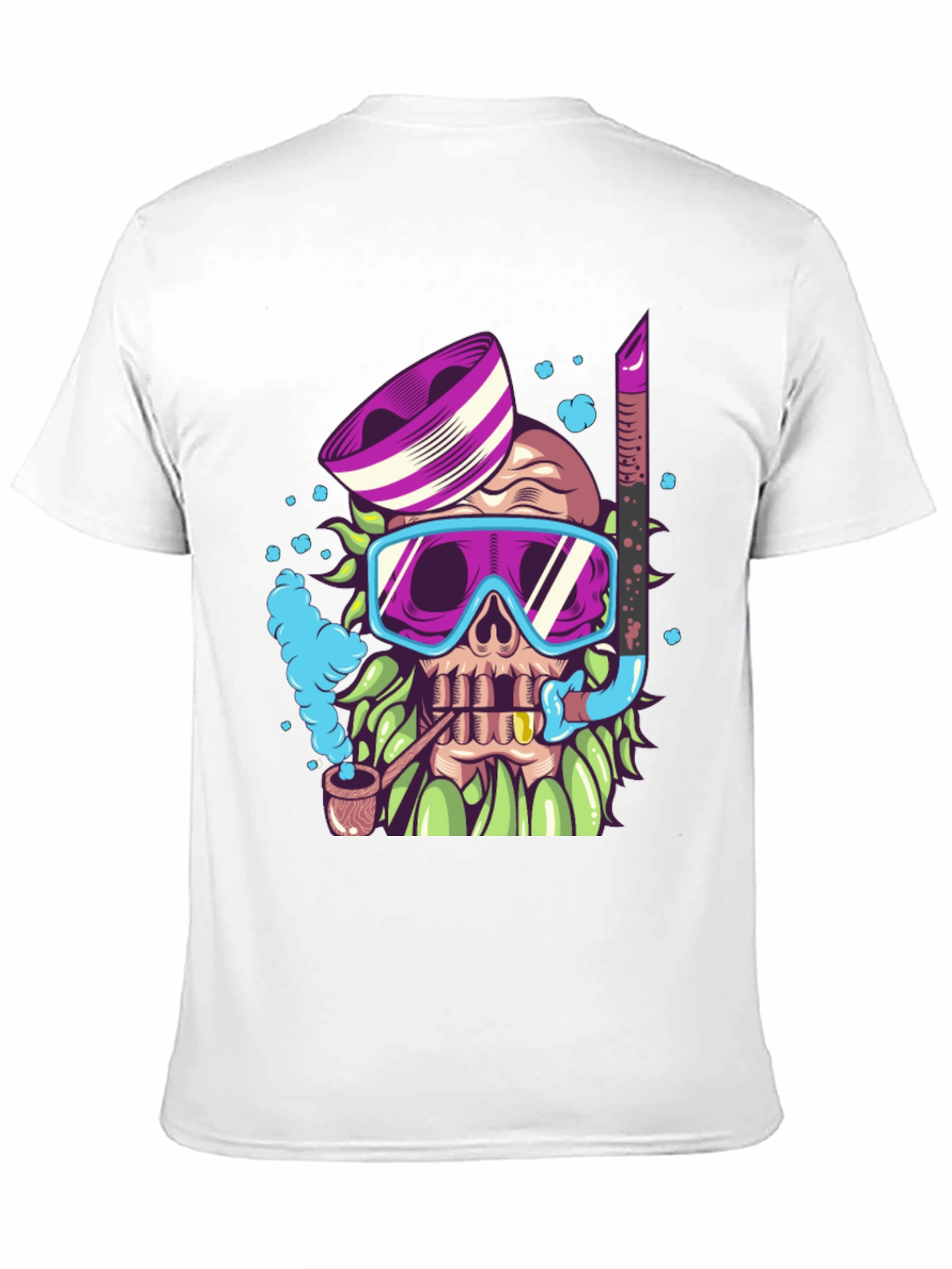 Diver Skull Graphic Tee - Black Cotton T-Shirt