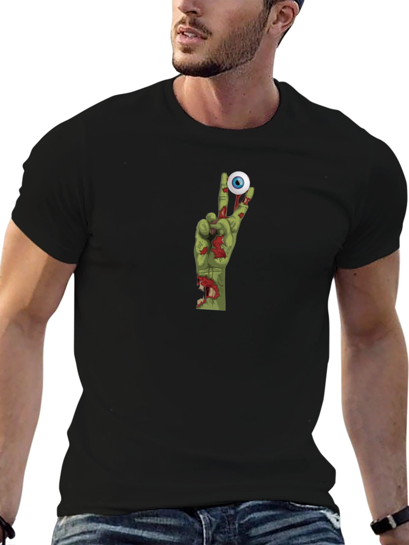 Zombie Hand Peace Sign Graphic T-Shirt