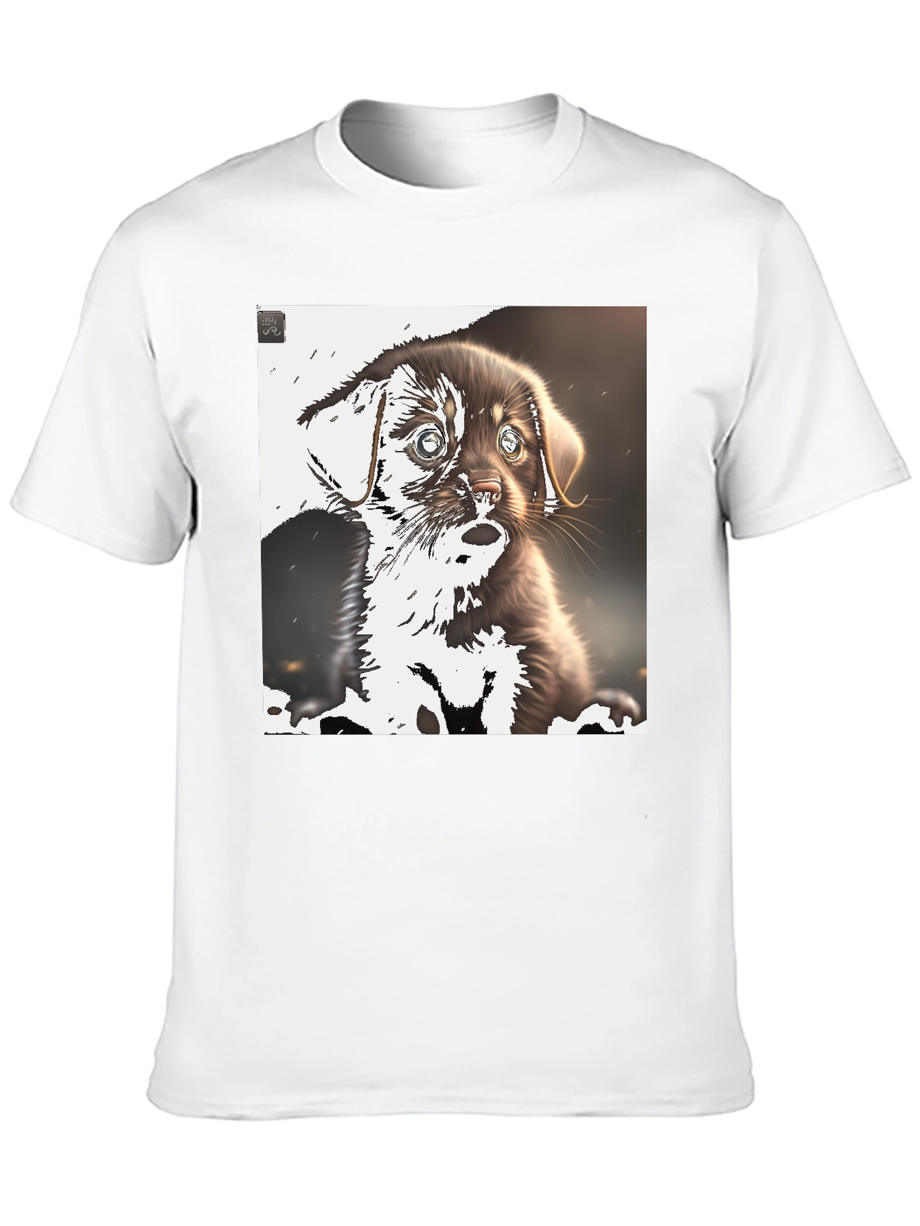 Cute Puppy Graphic Tee - Black Casual T-Shirt