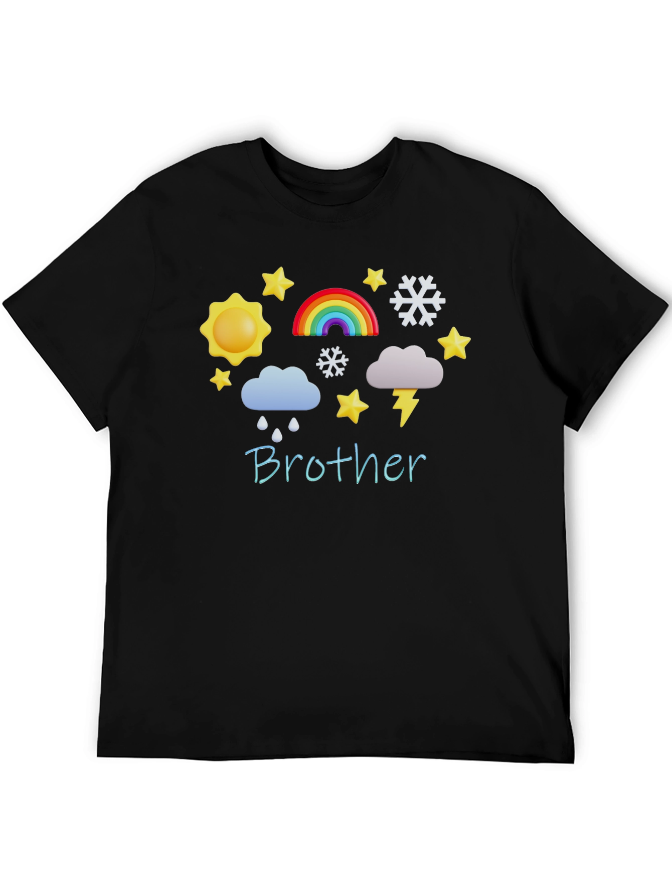 Brother Weather Pattern Black T-Shirt