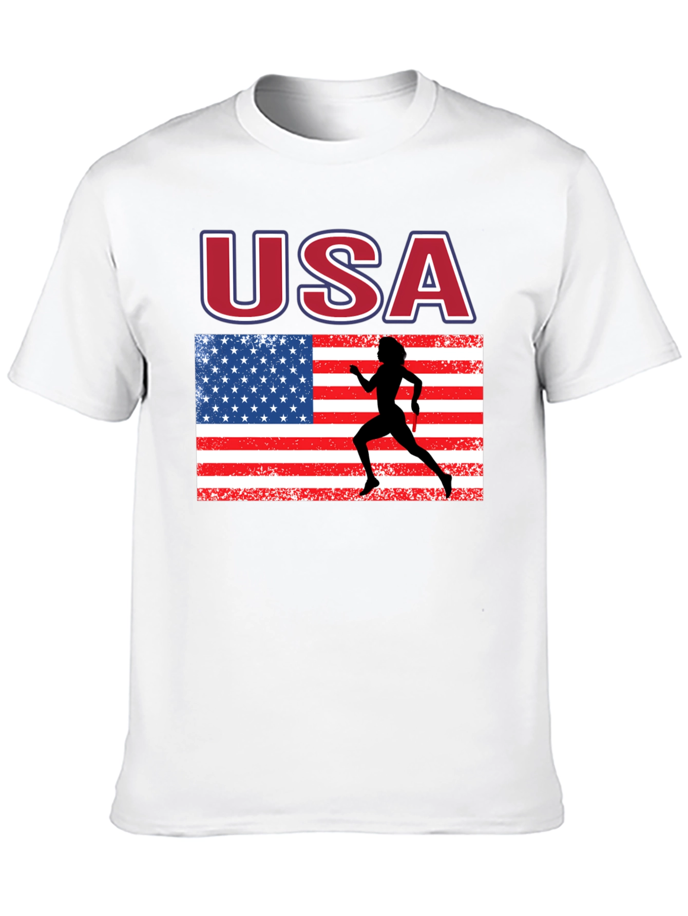 USA Flag Runner Graphic T-Shirt