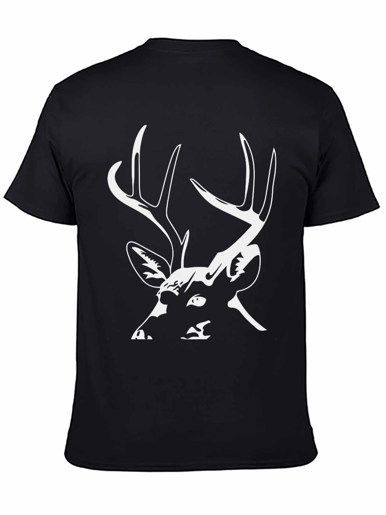 Deer Graphic Tee - Black Cotton Casual T-Shirt