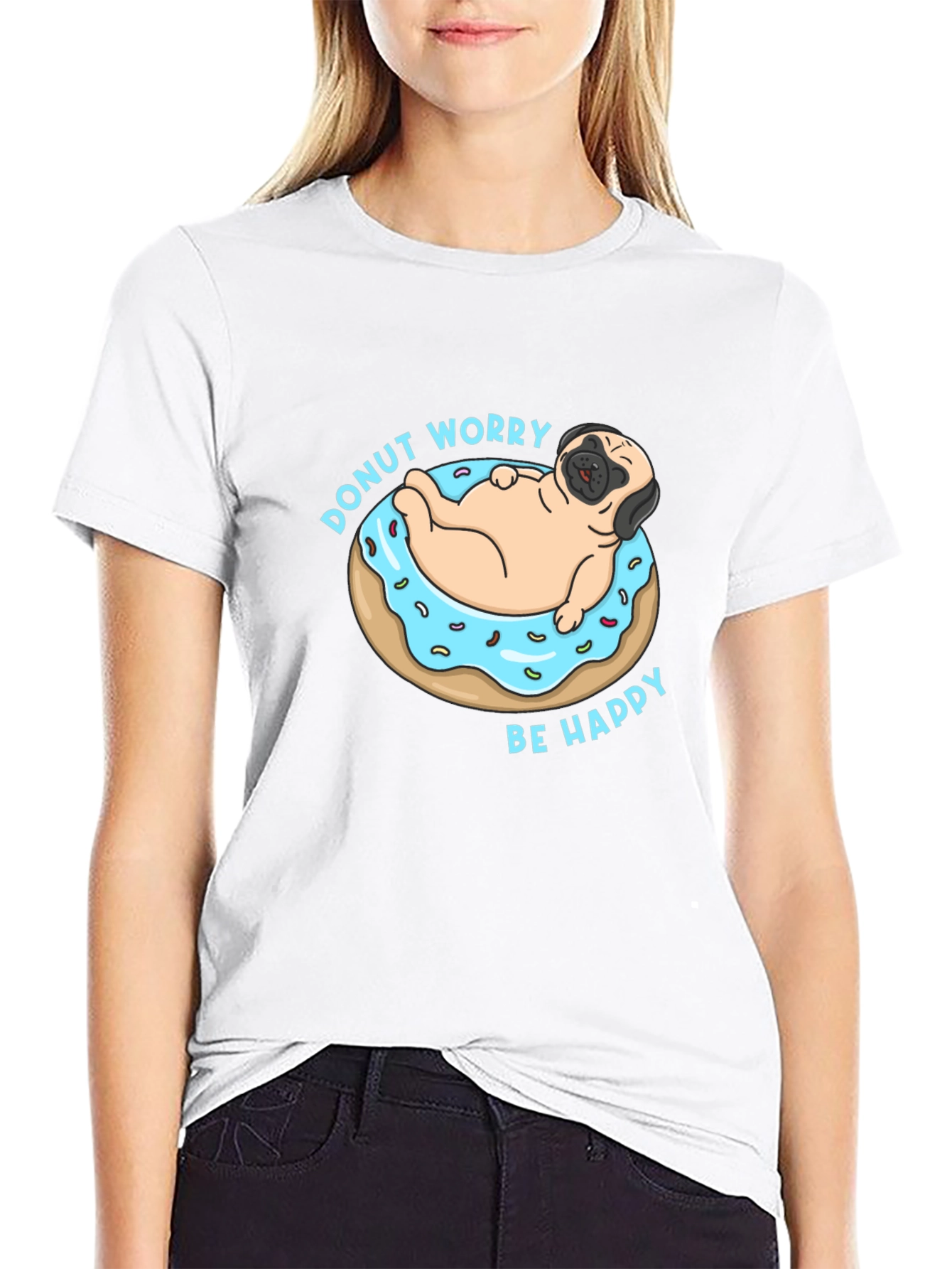 Donut Worry Pug Graphic Tee