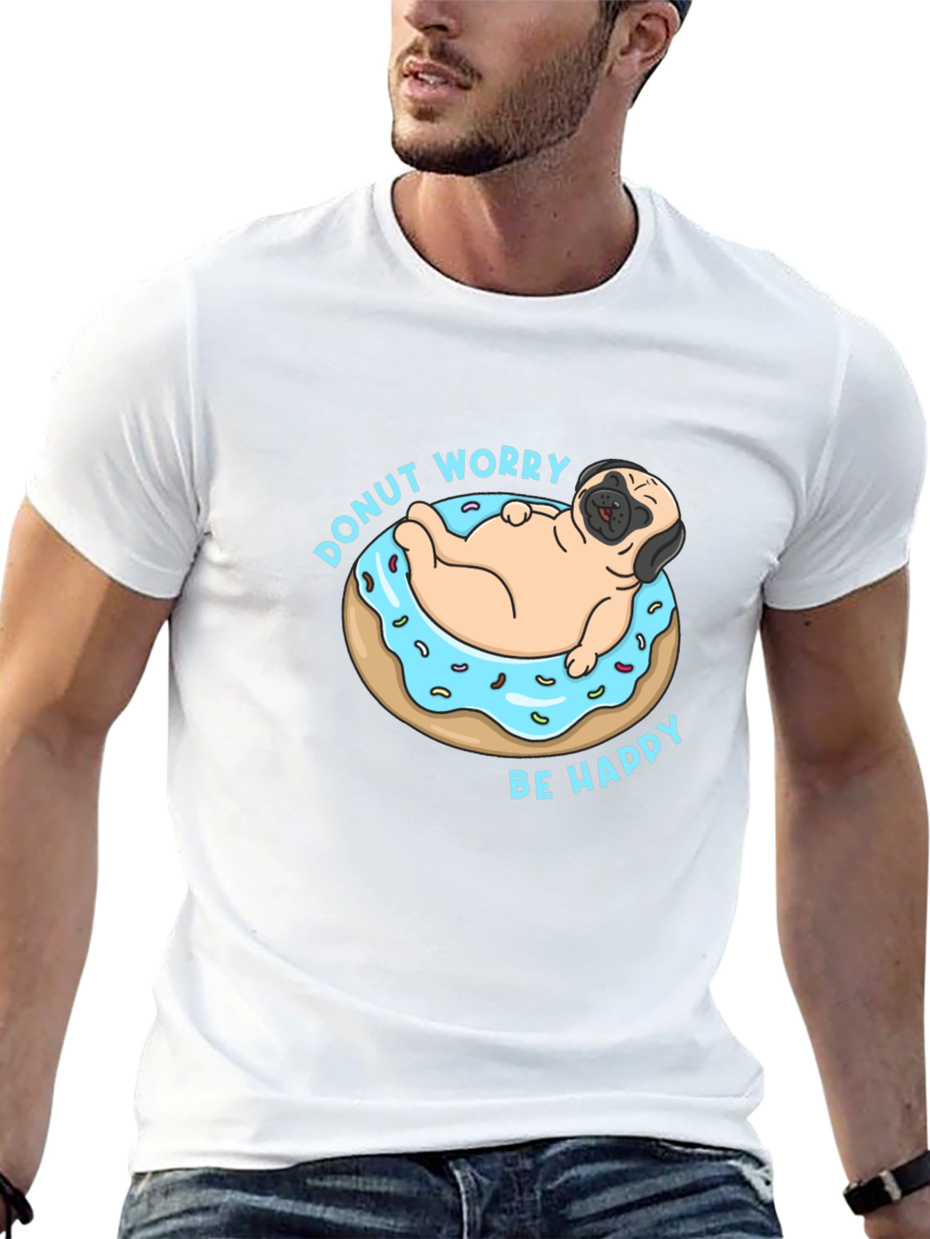 Donut Worry Pug Graphic Tee