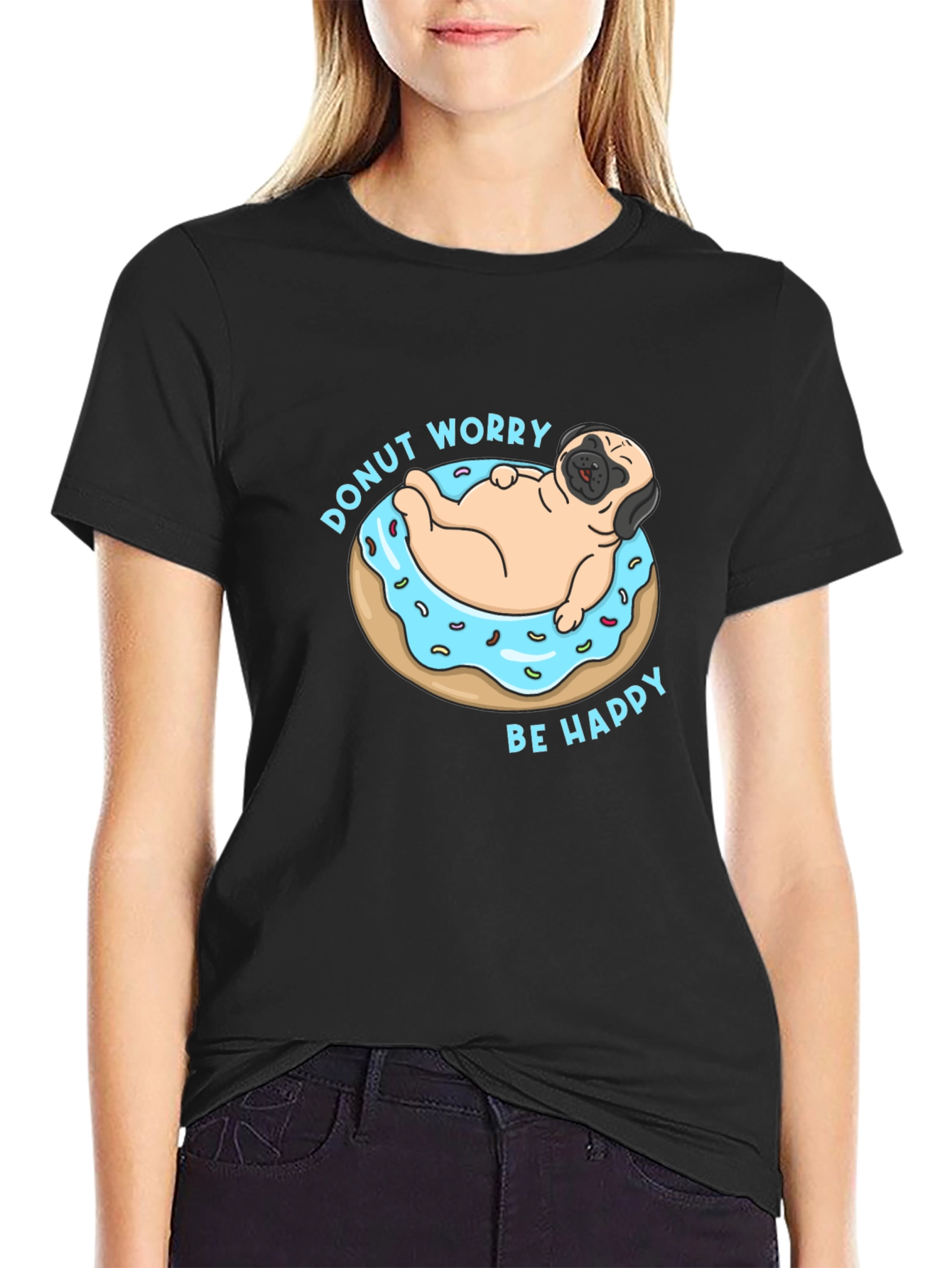 Donut Worry Pug Graphic Tee