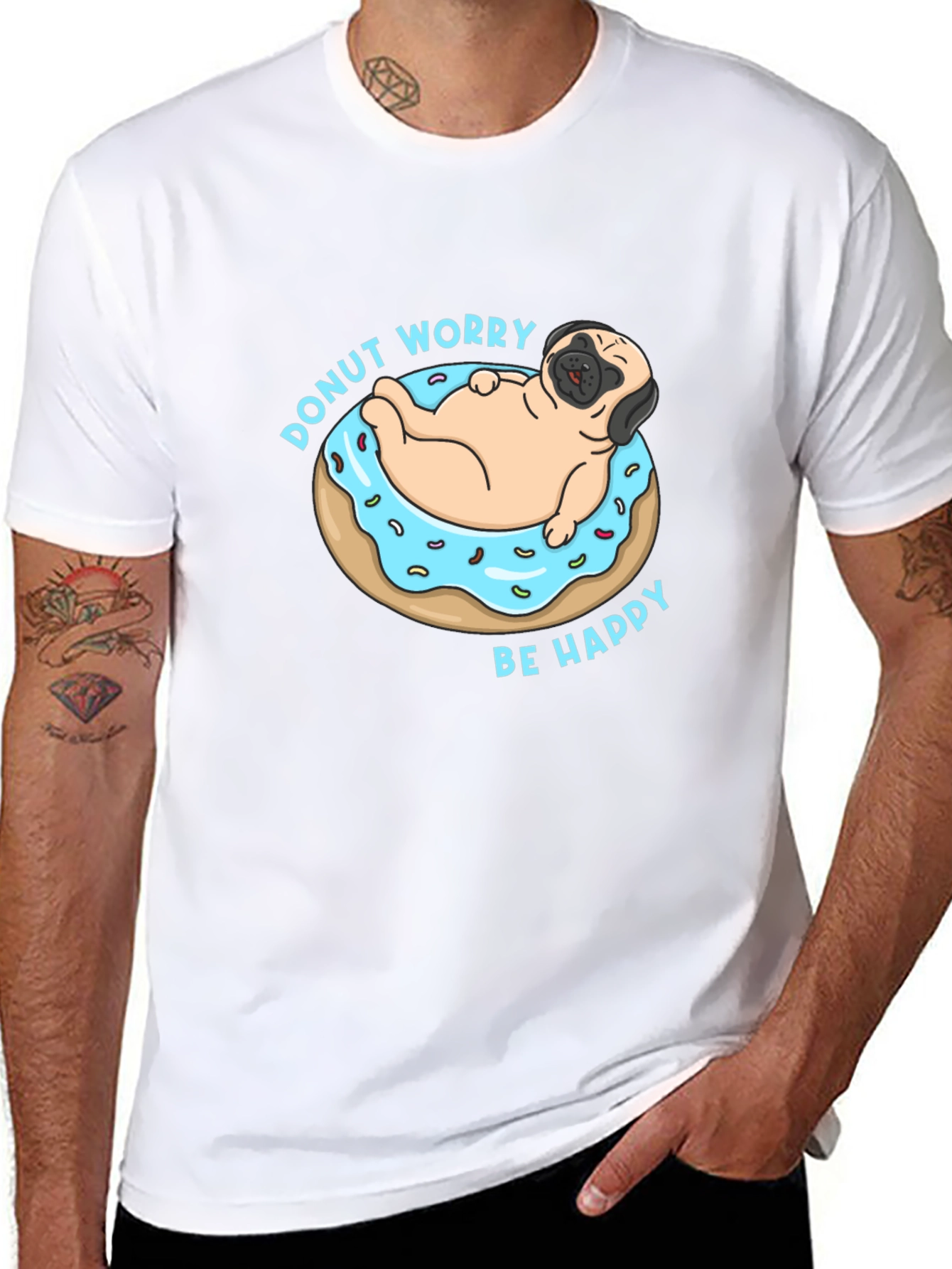 Donut Worry Pug Graphic Tee