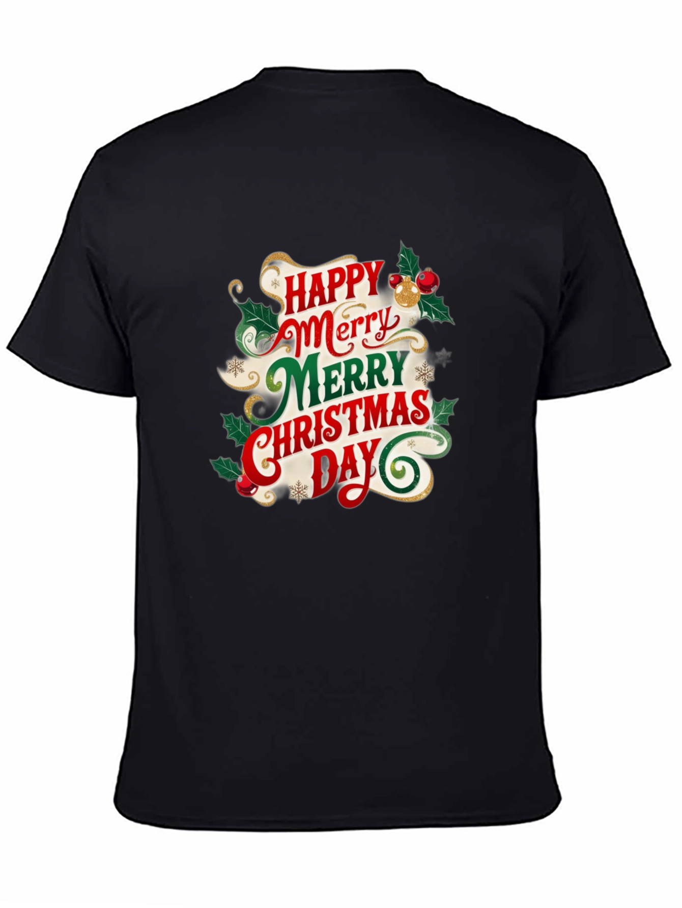 Festive Christmas T-Shirt - Happy Merry Christmas Day Design