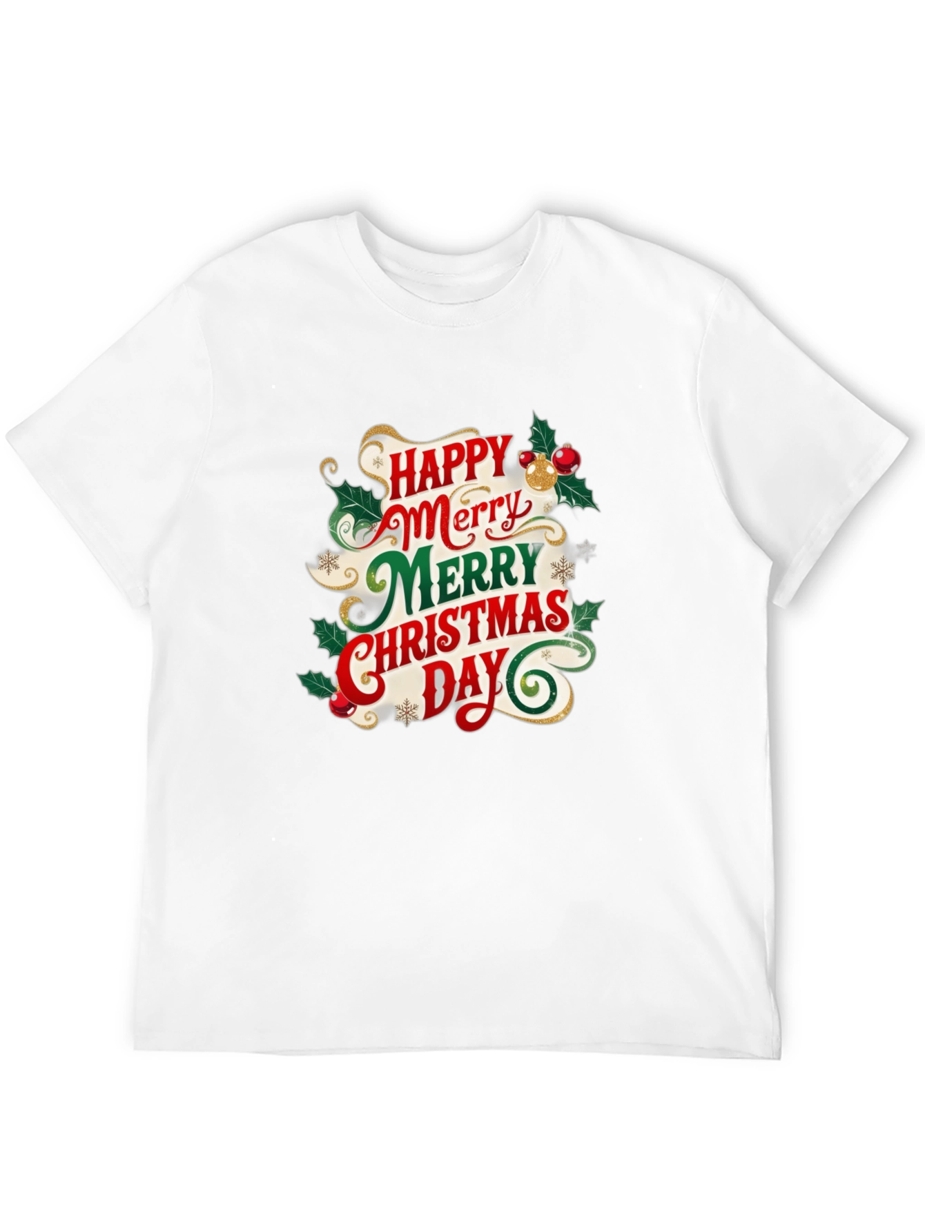 Festive Christmas T-Shirt - Happy Merry Christmas Day Design