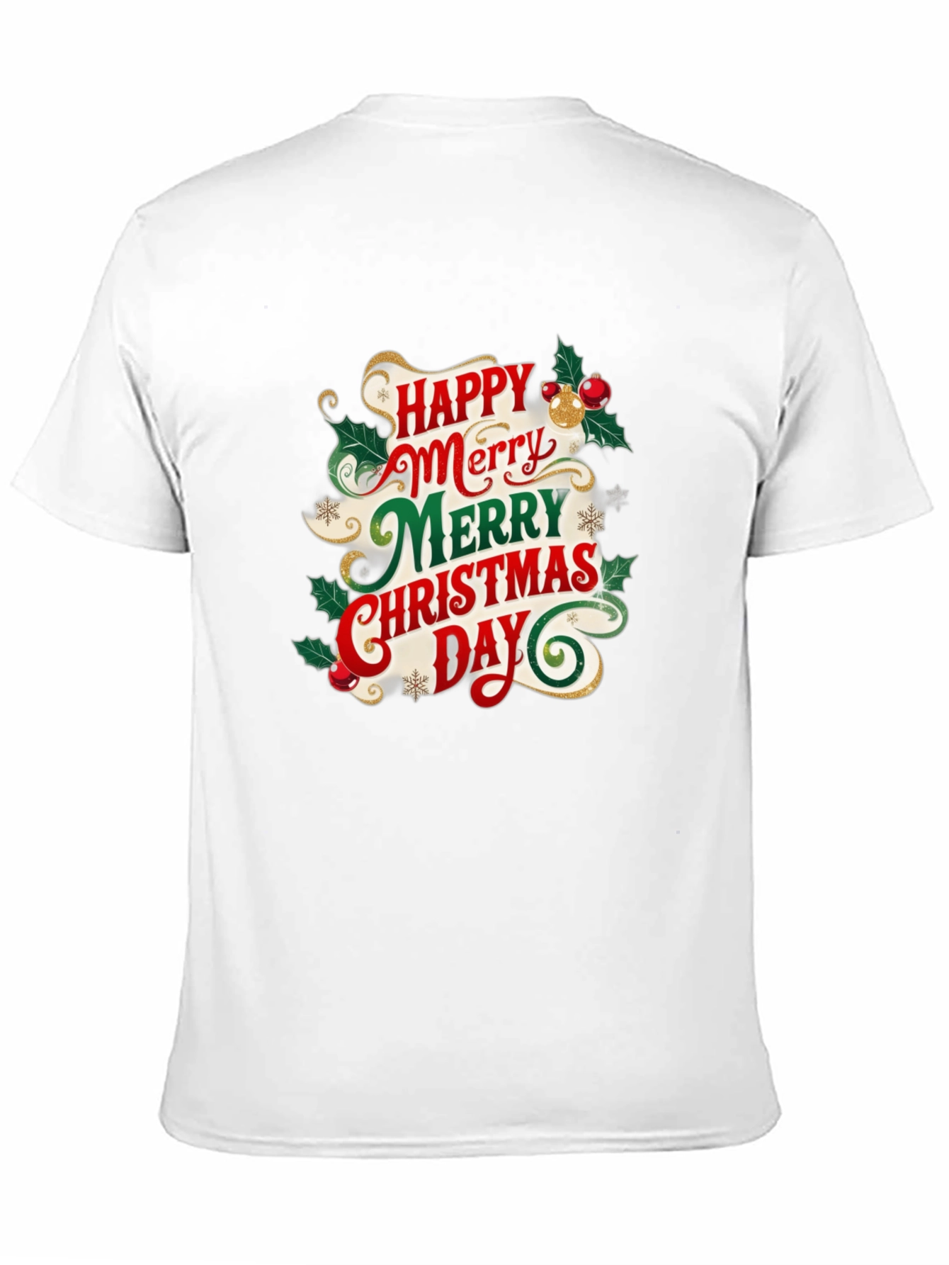 Festive Christmas T-Shirt - Happy Merry Christmas Day Design