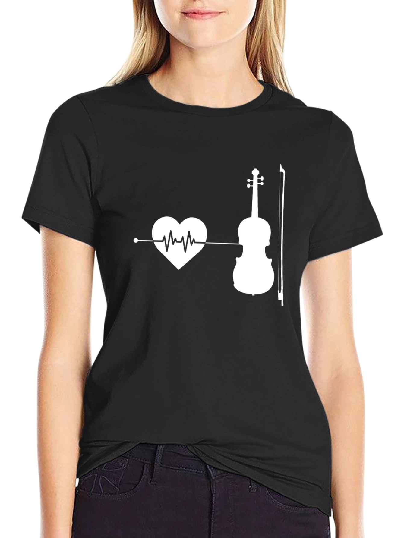 Heartbeat Violin Graphic T-Shirt