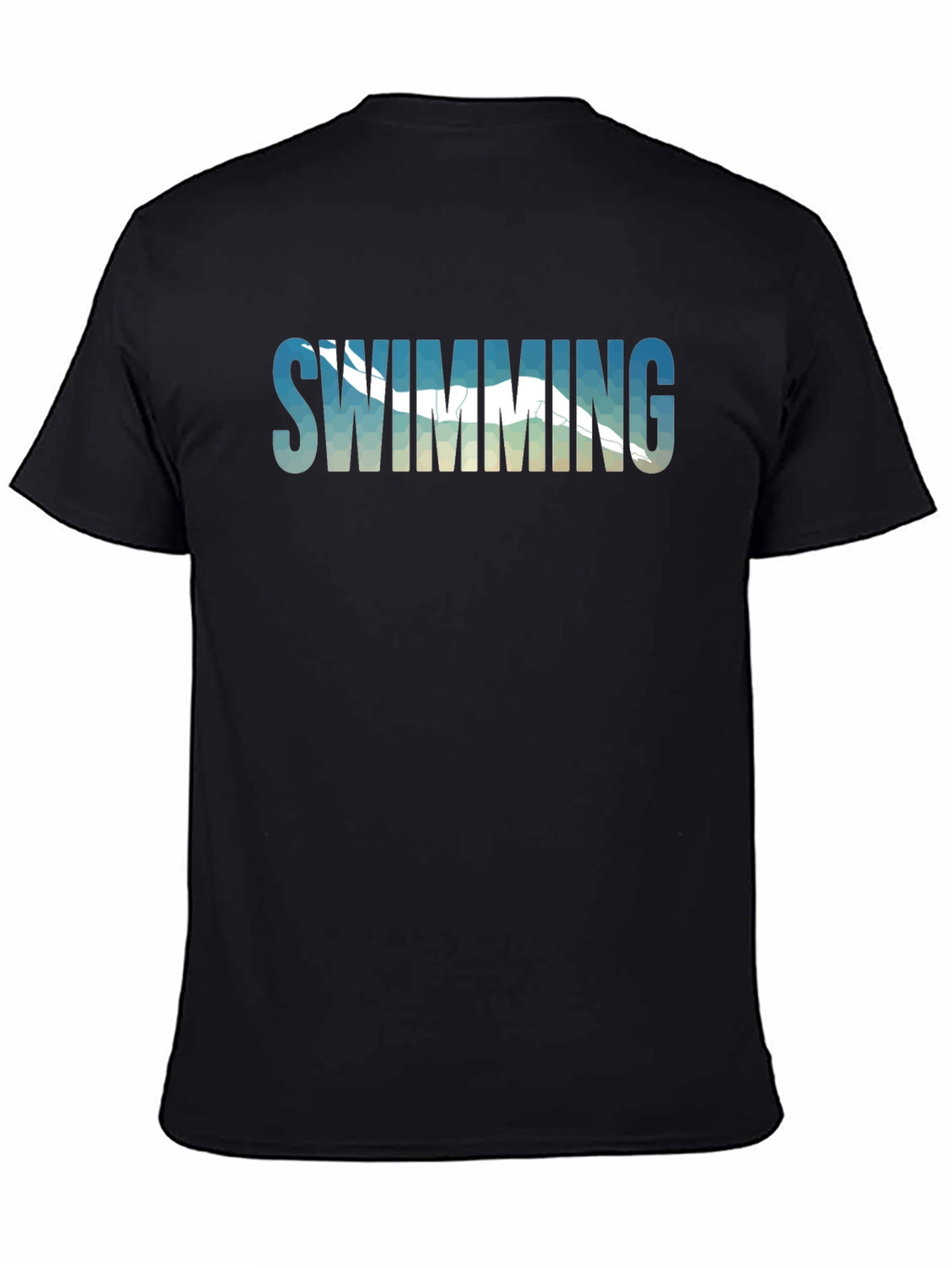Swimming Graphic Tee - Black Cotton T-Shirt