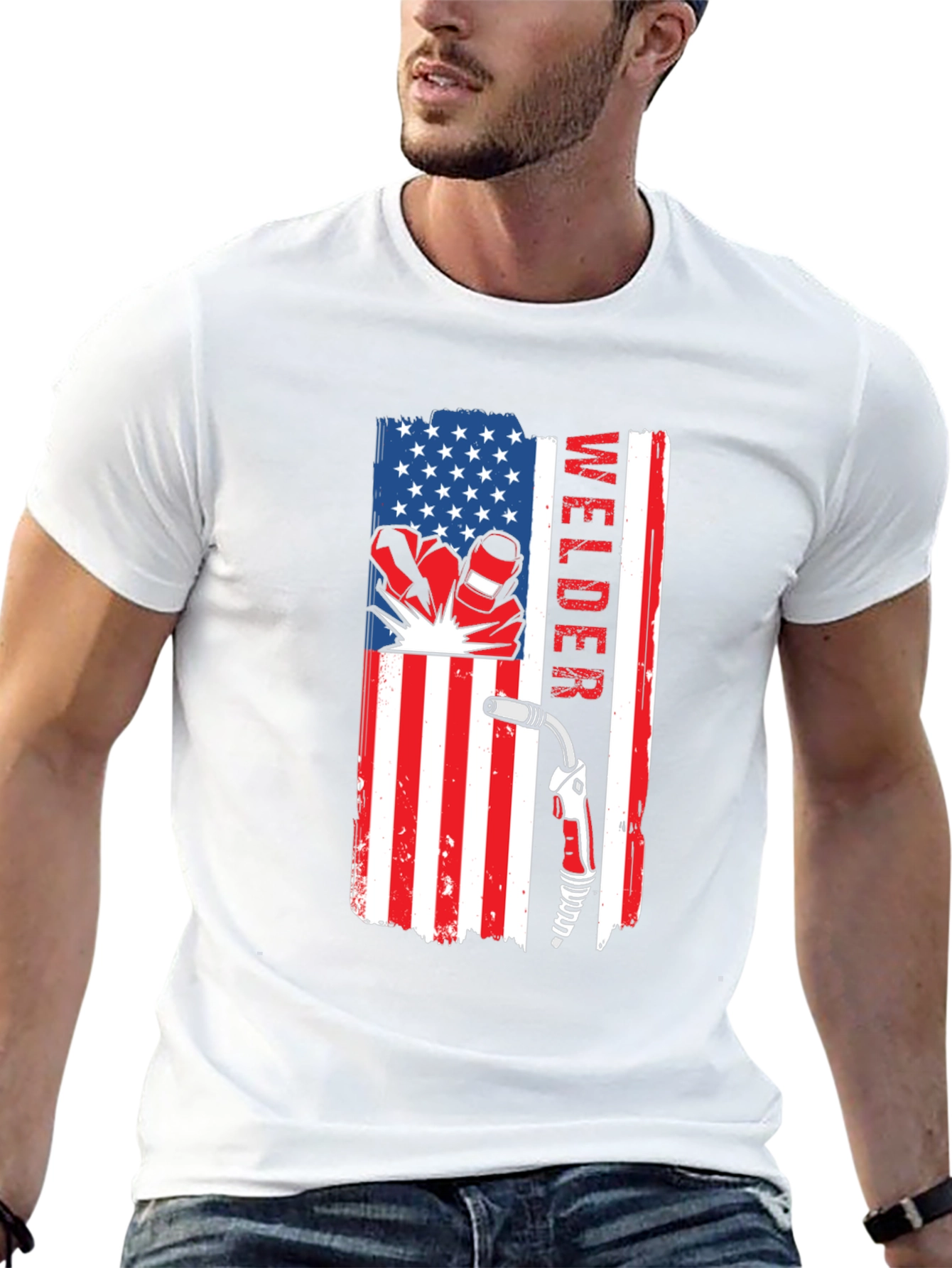 Welder USA Flag T-Shirt - Patriotic Welding Tee