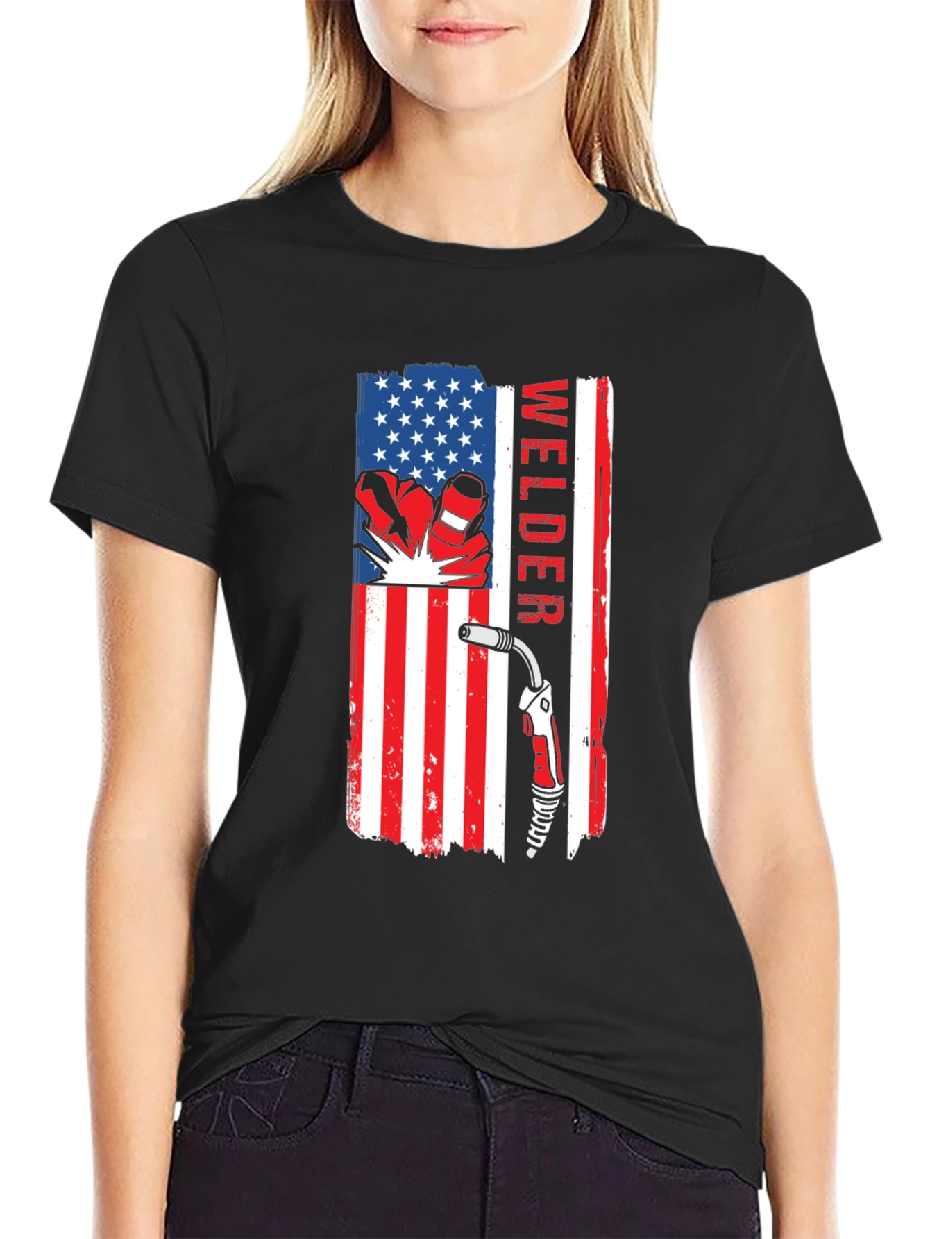 Welder USA Flag T-Shirt - Patriotic Welding Tee