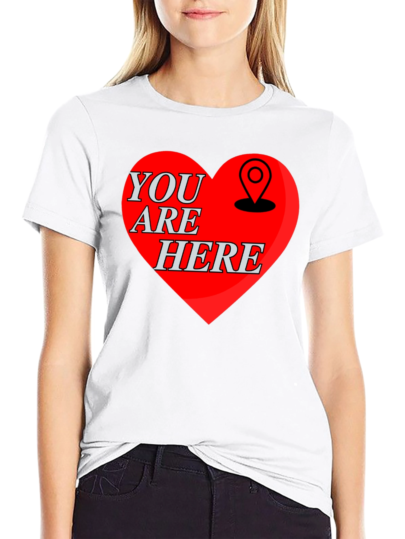 You Are Here Heart Graphic T-Shirt