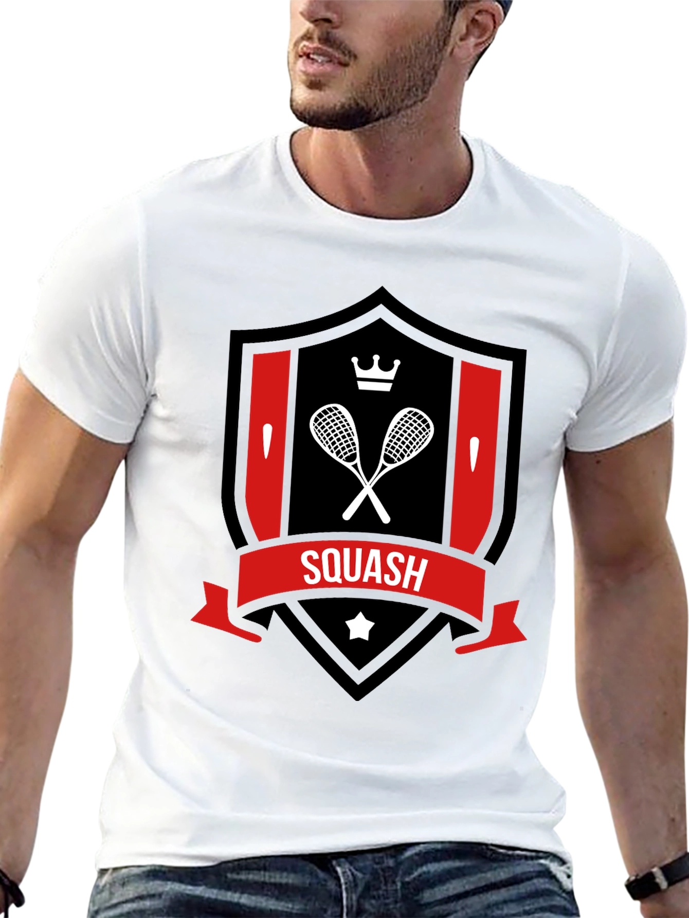 Squash Racket Crest T-Shirt - Sporty Graphic Tee