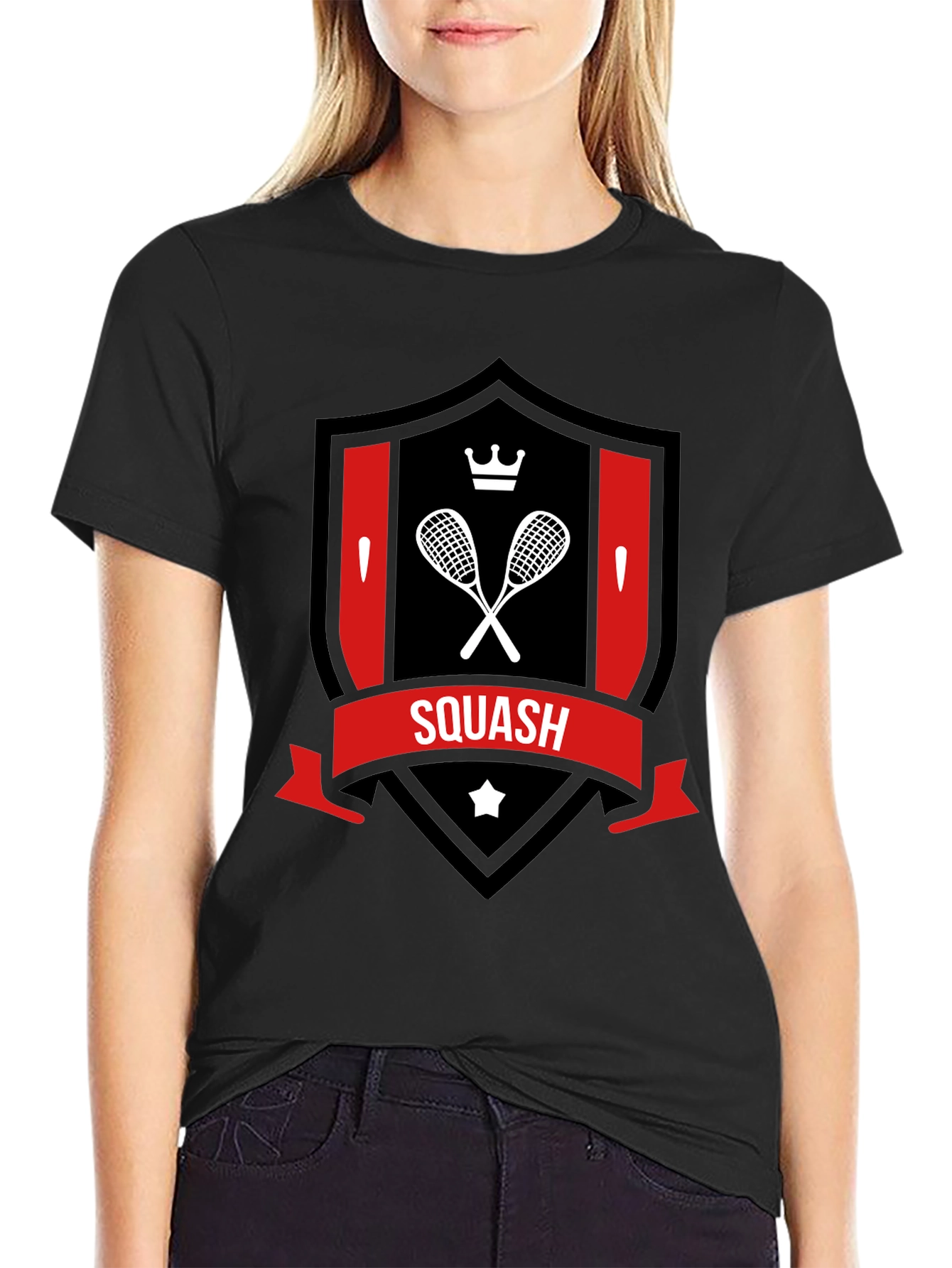 Squash Racket Crest T-Shirt - Sporty Graphic Tee