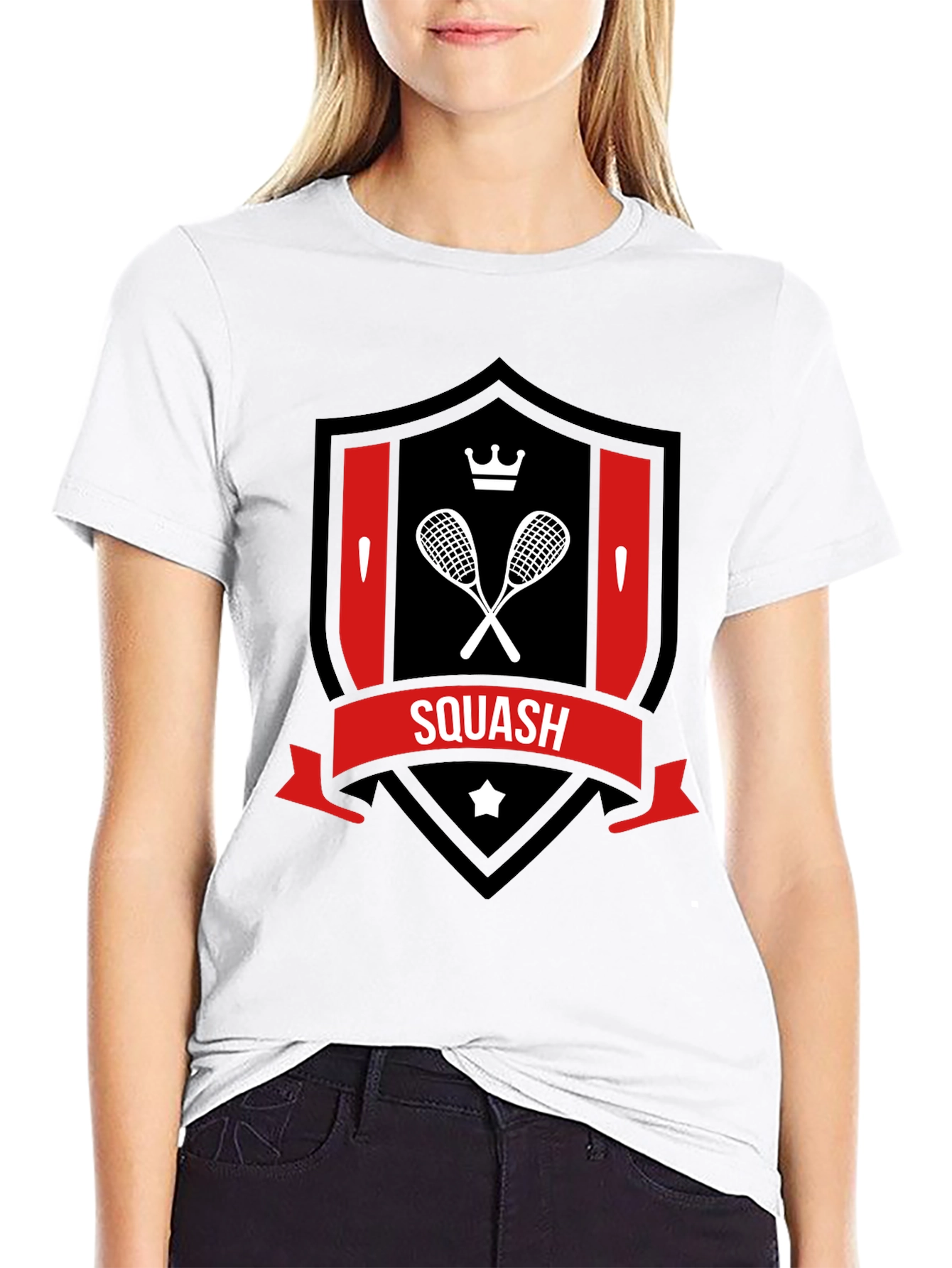 Squash Racket Crest T-Shirt - Sporty Graphic Tee