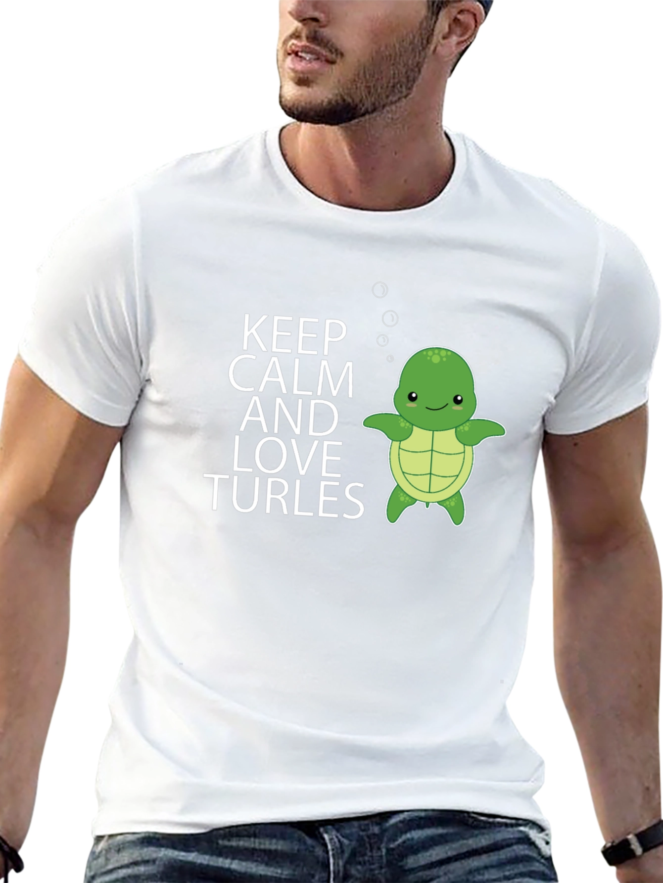 Keep Calm & Love Turtles Mens Black T-Shirt