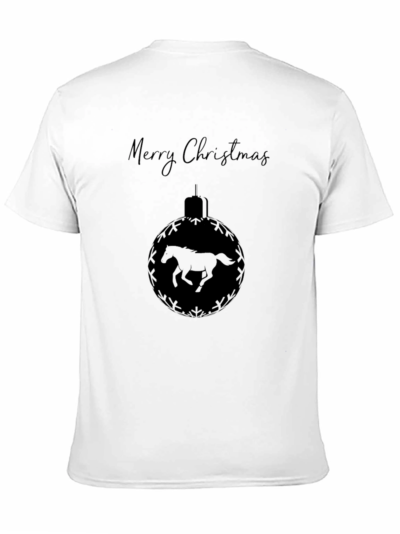 Merry Christmas Horse Ornament Black T-Shirt