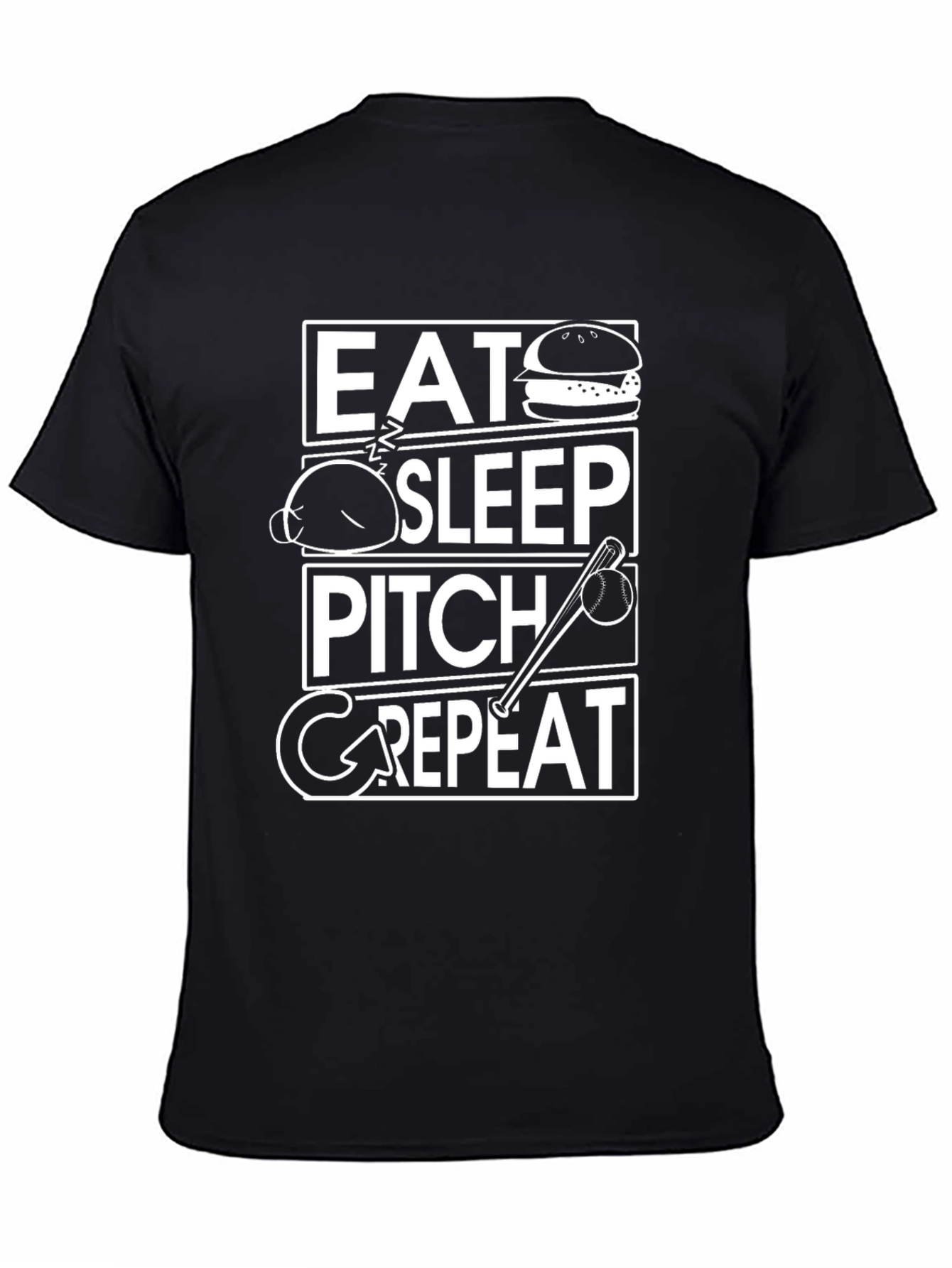 Eat Sleep Pitch Repeat T-Shirt - Baseball Lover Tee