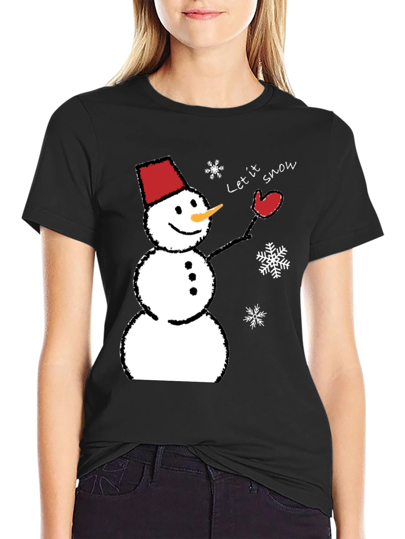 Snowman Graphic Tee - Let it Snow Holiday Shirt