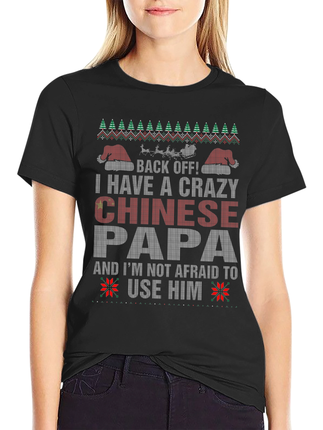 Crazy Chinese Papa Christmas T-Shirt