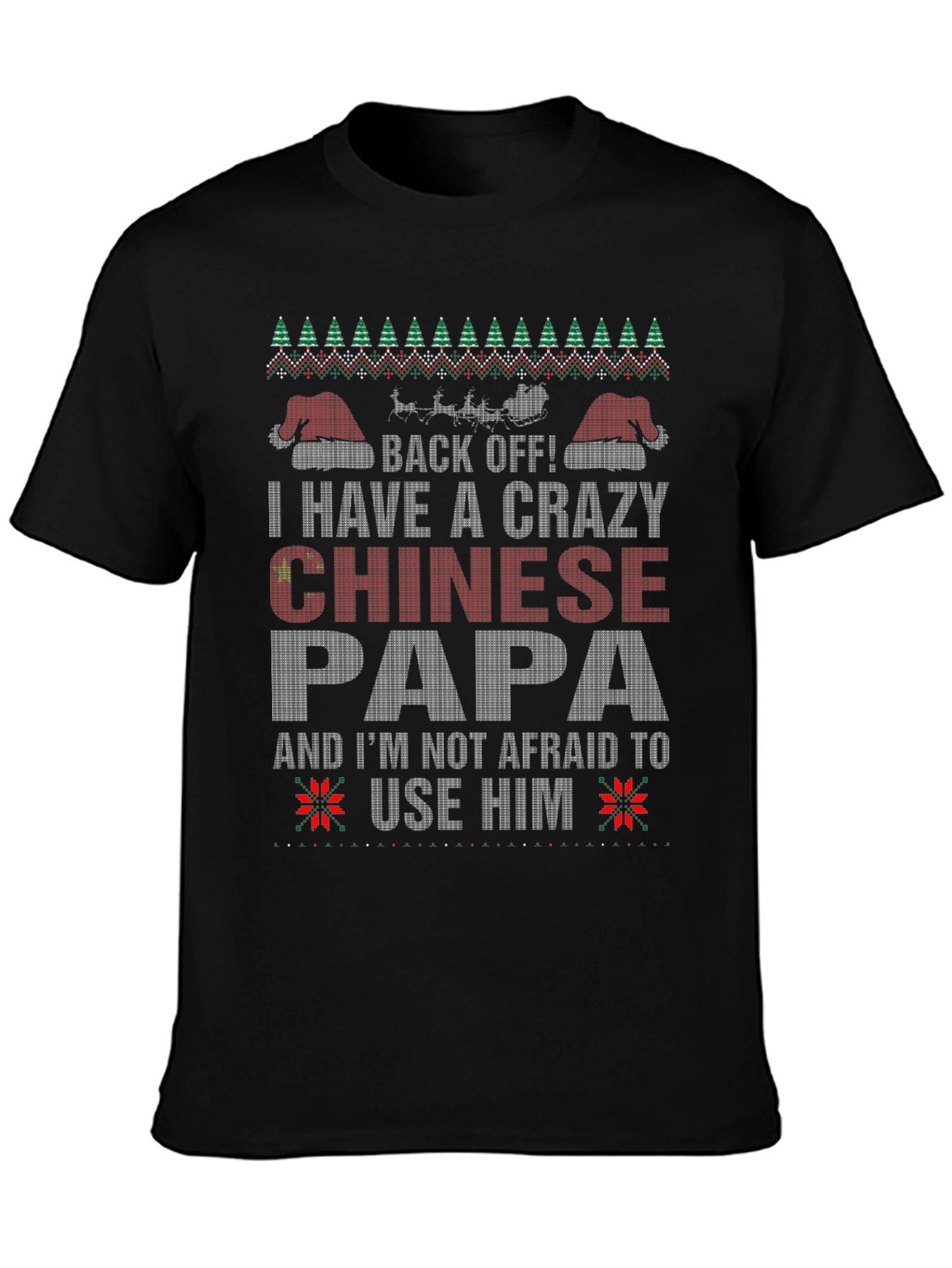 Crazy Chinese Papa Christmas T-Shirt