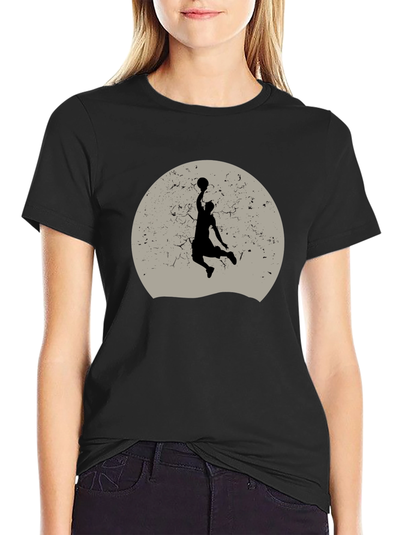 Basketball Silhouette Graphic T-Shirt - Black