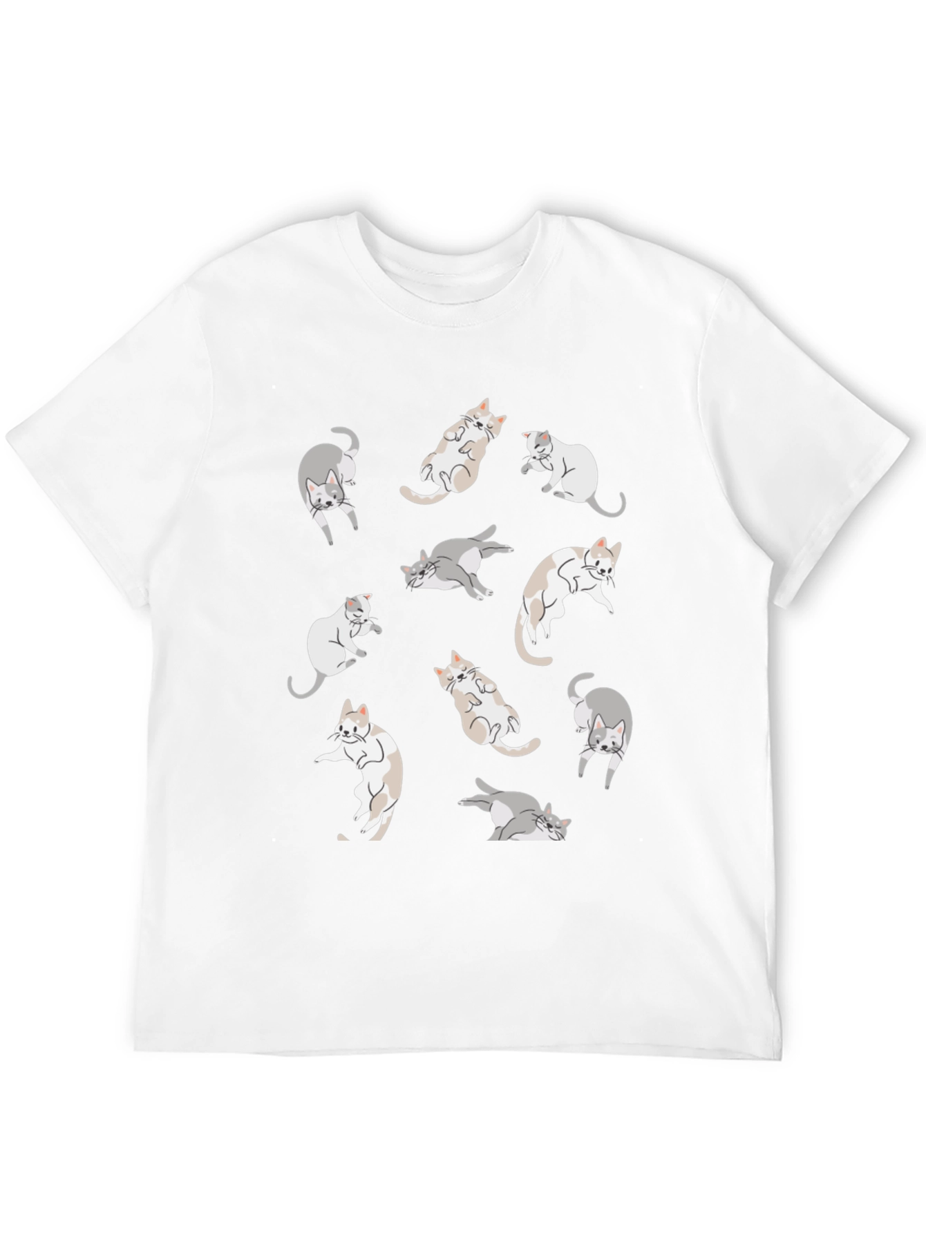 Cats Pattern T-Shirt - Black Casual Wear