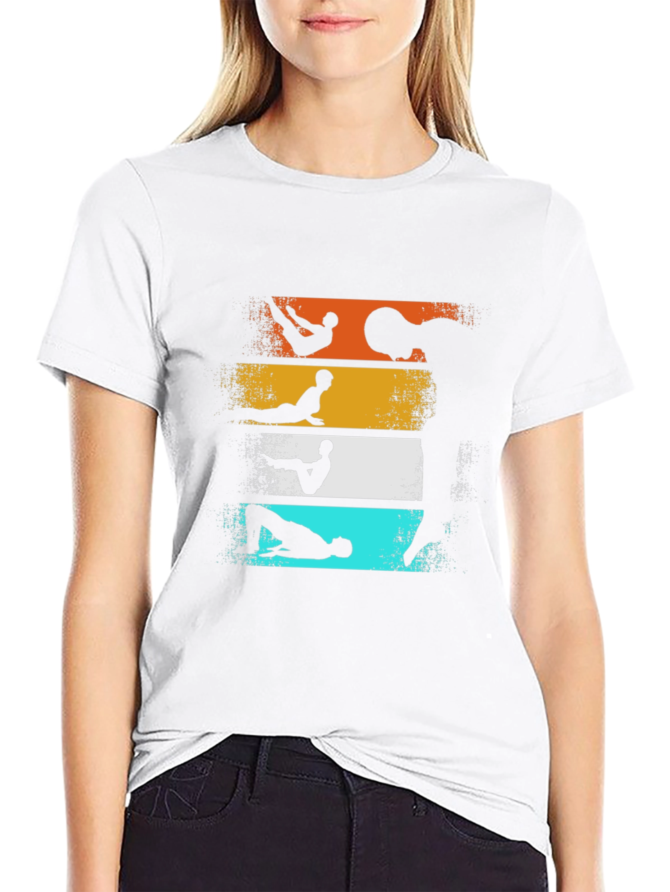 Retro Yoga Pose Graphic T-Shirt