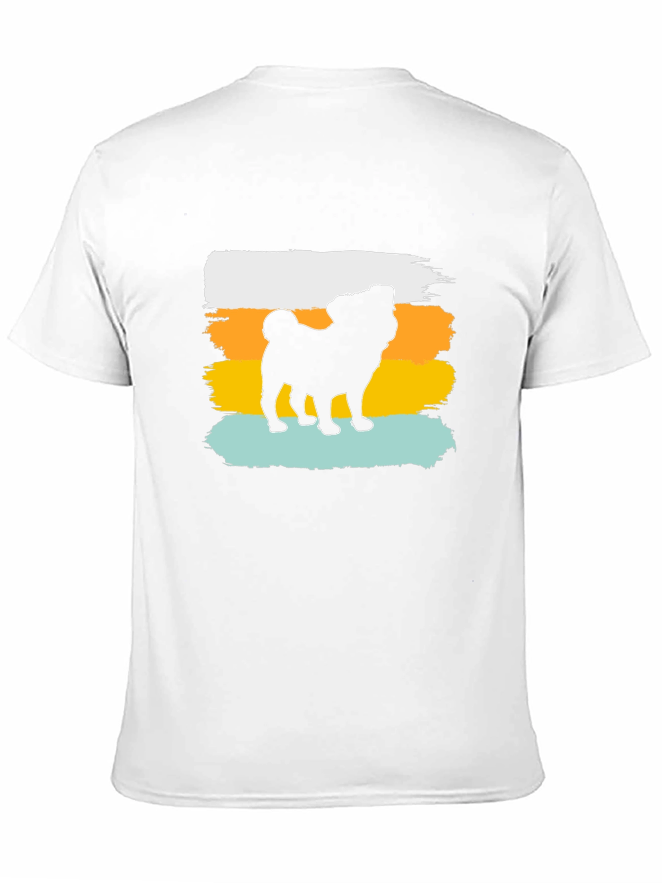 Retro Pug Silhouette Graphic Tee - Black