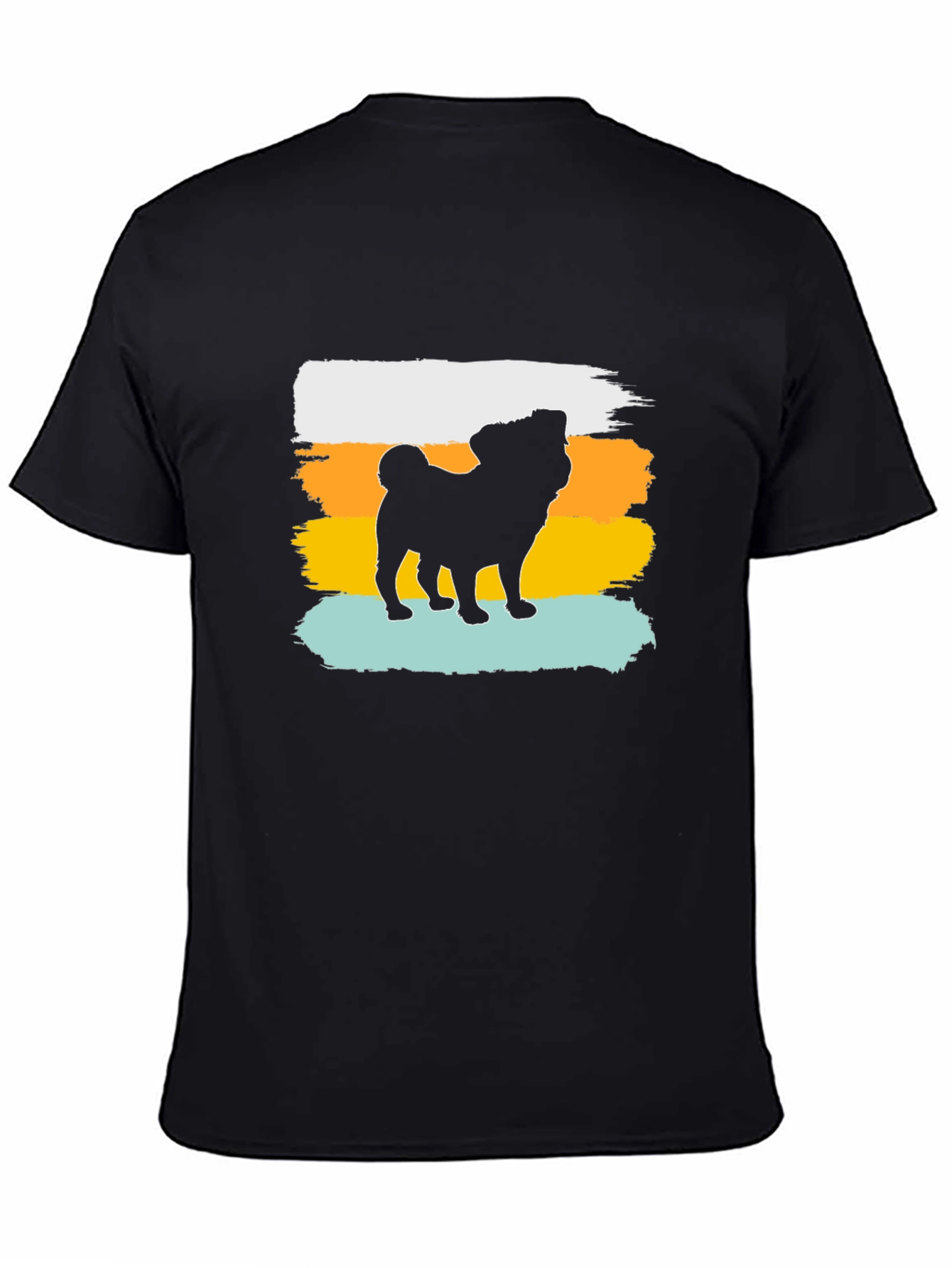 Retro Pug Silhouette Graphic Tee - Black