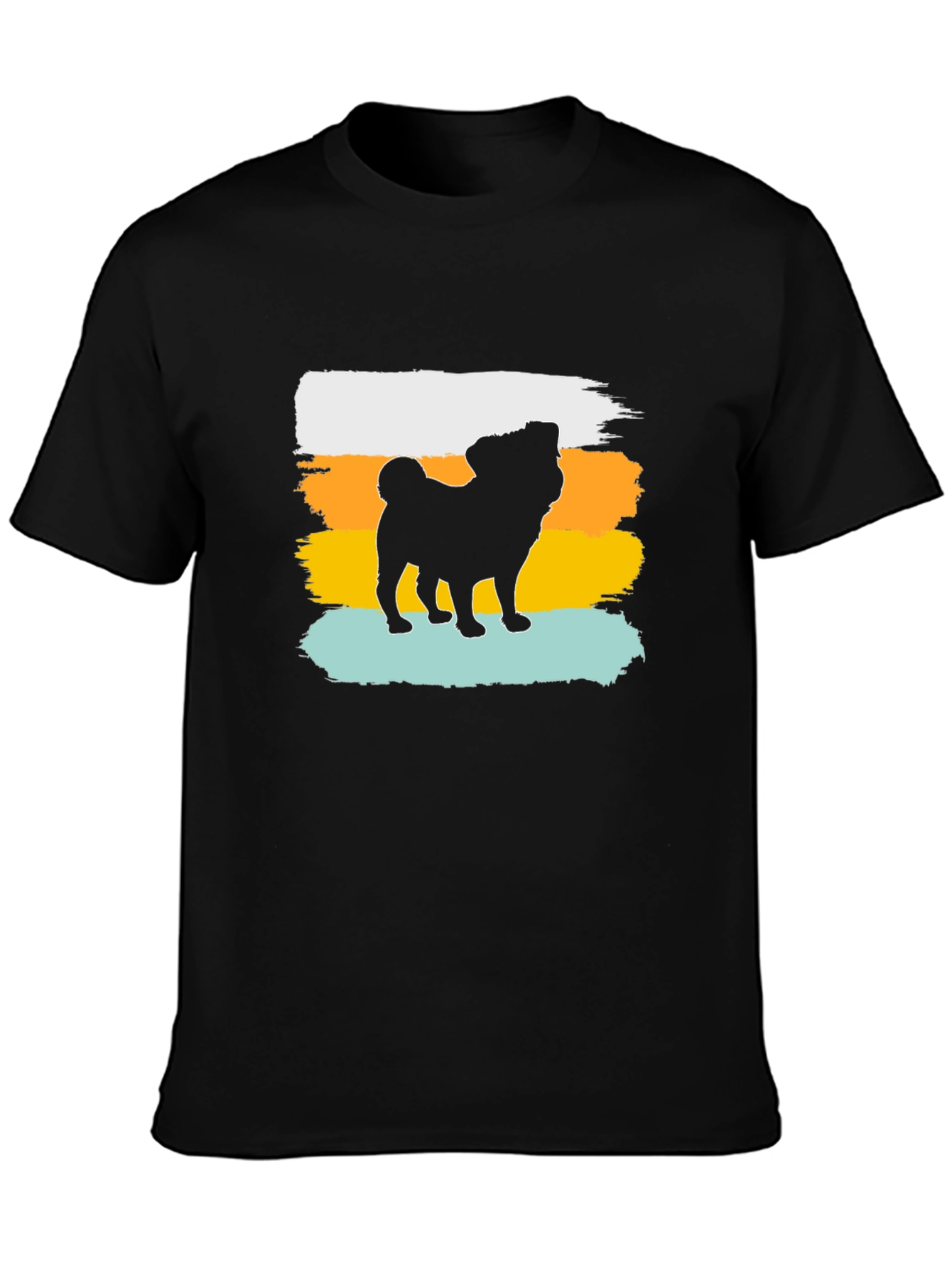Retro Pug Silhouette Graphic Tee - Black