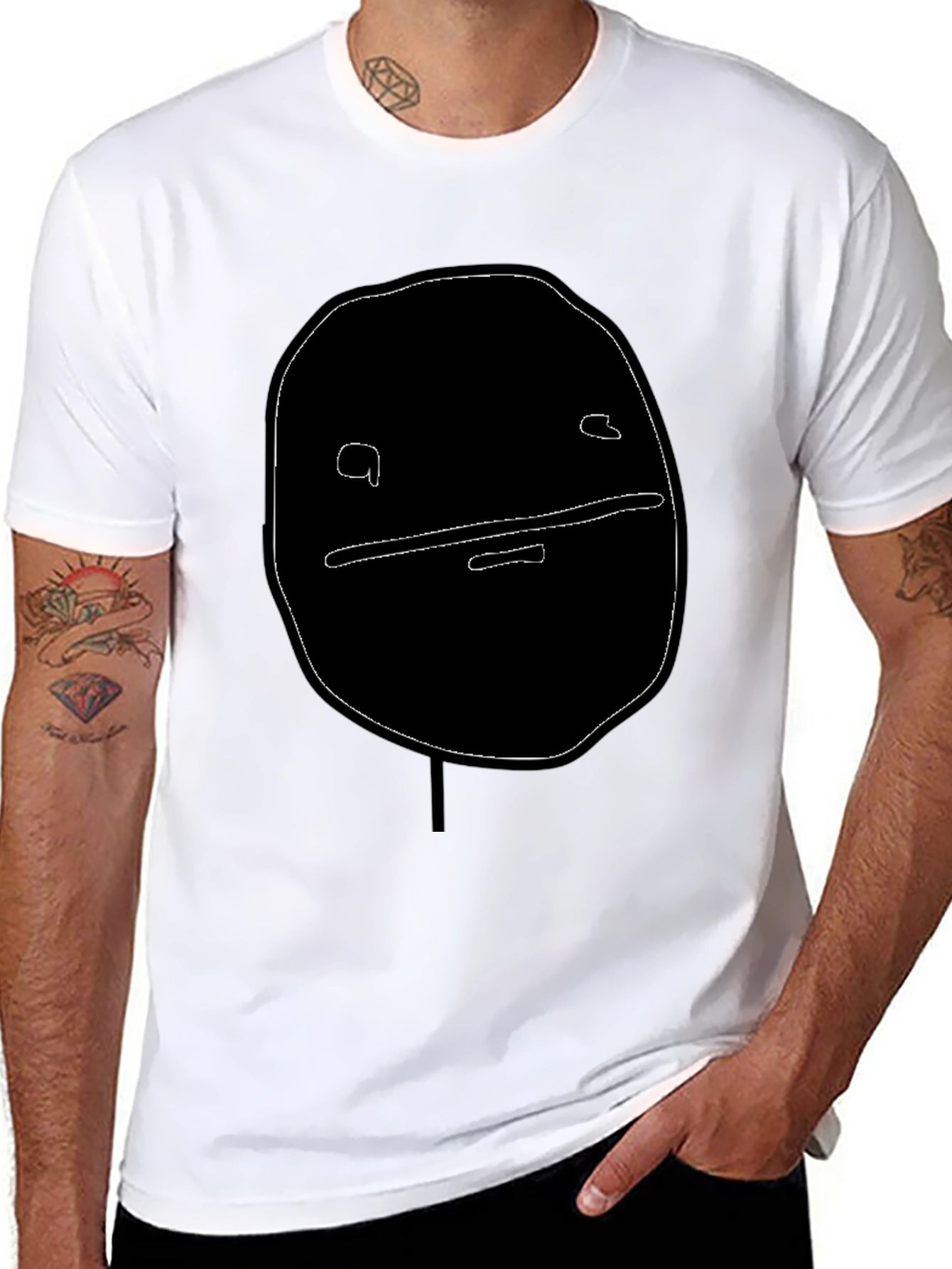 Abstract Face Graphic Black T-Shirt